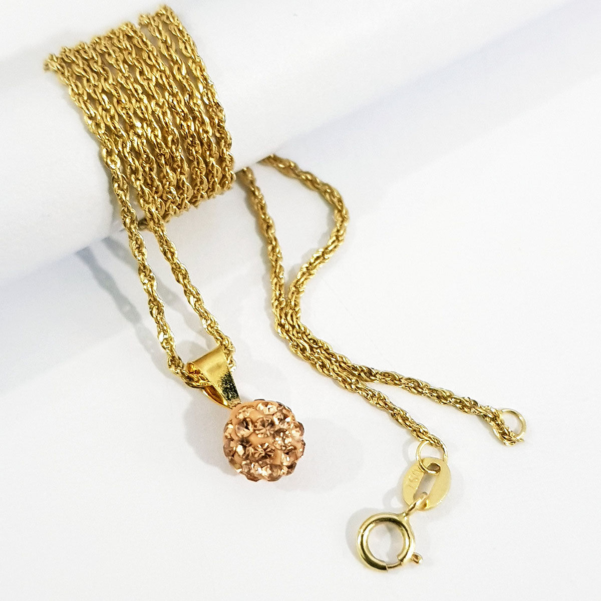 18K Pure Gold Swarski Stone Necklace