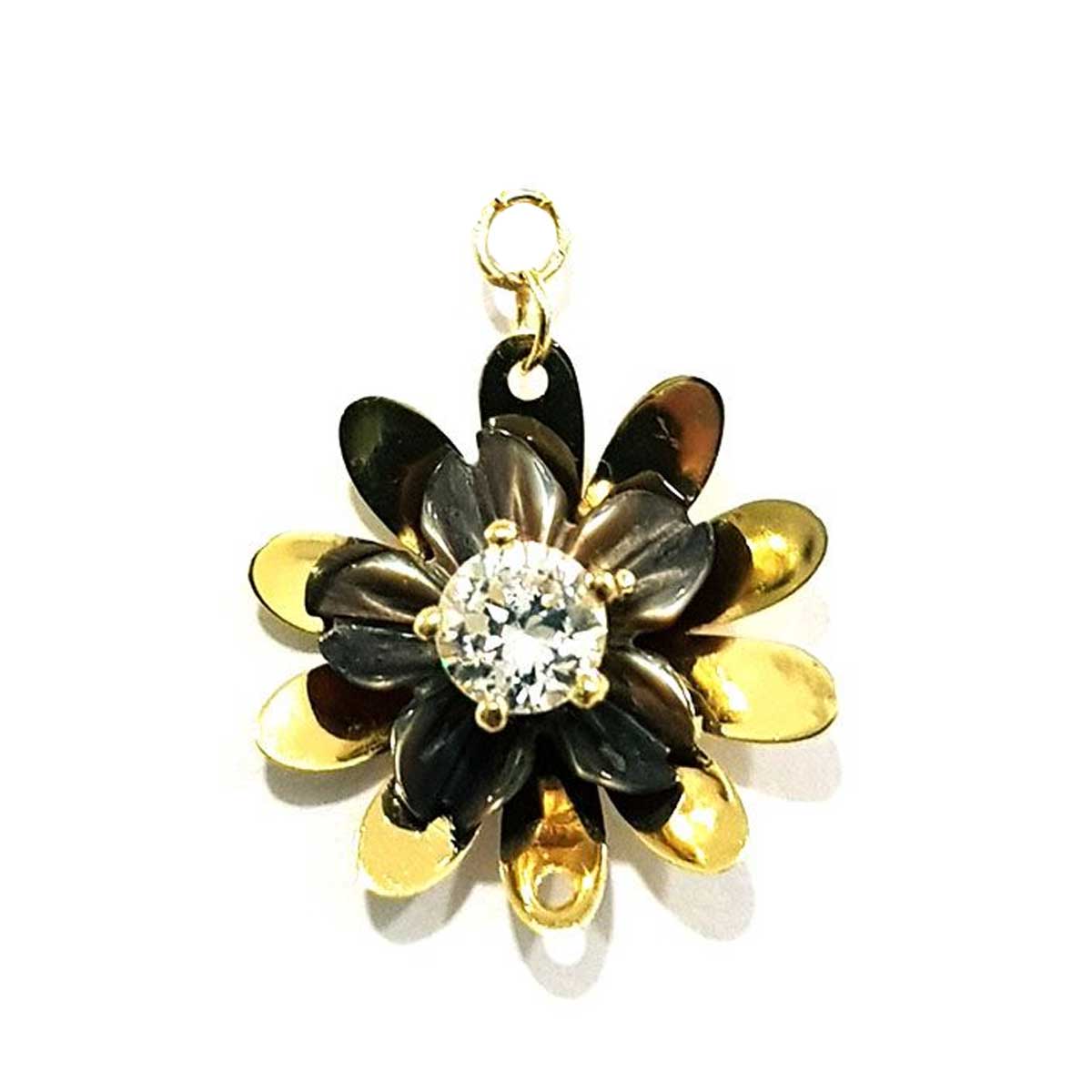 18K Pure Gold Flower w/ Zircon Stone Design Necklace