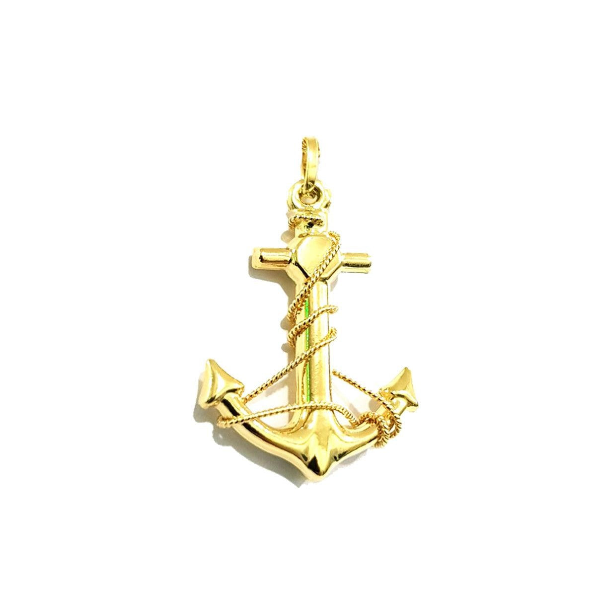 18K Pure Gold Anchor Design Necklace