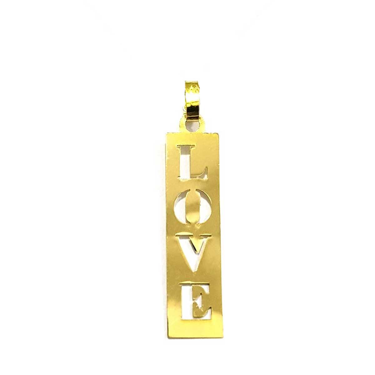 18K Pure Gold Flat Bar with Love Design Necklace