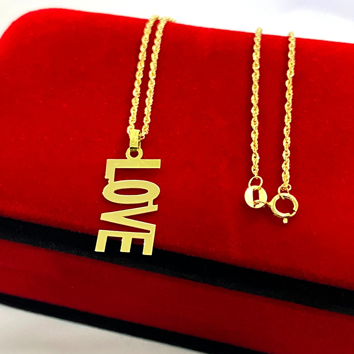 18K Pure Gold Love Design Pendant Necklace