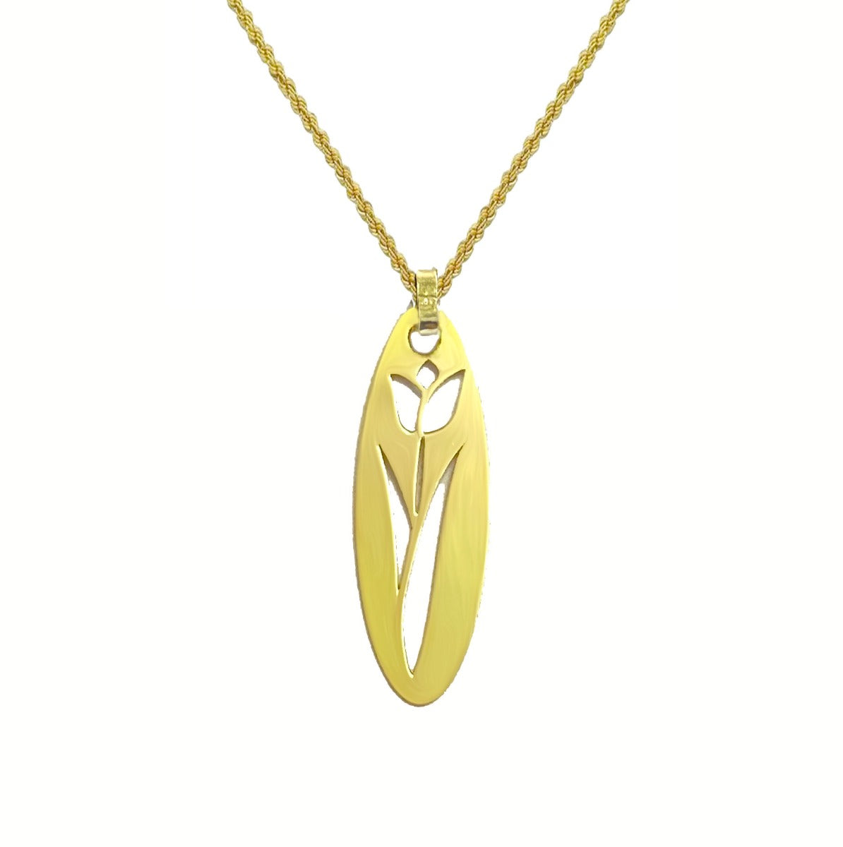 18K Pure Gold Flower Design Pendant Necklace