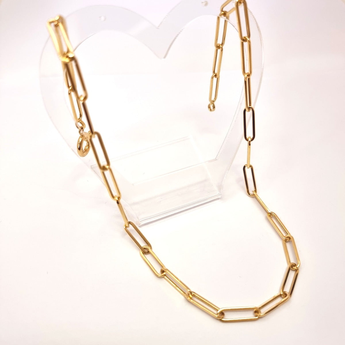 18K Pure Gold Long Link Chain Necklace