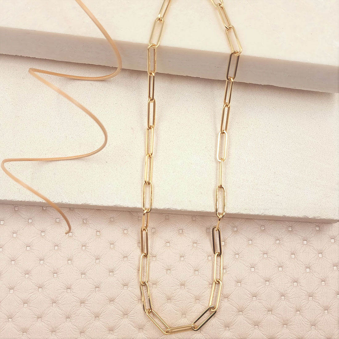 18K Pure Gold Long Link Chain Necklace Gold Necklace for Women 18K