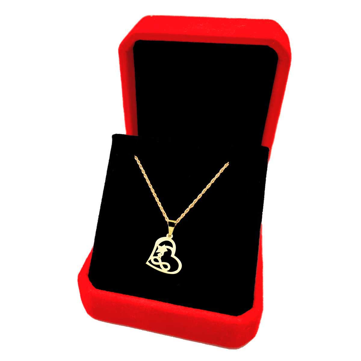 18K Pure Gold Heart Star Infinity Necklace