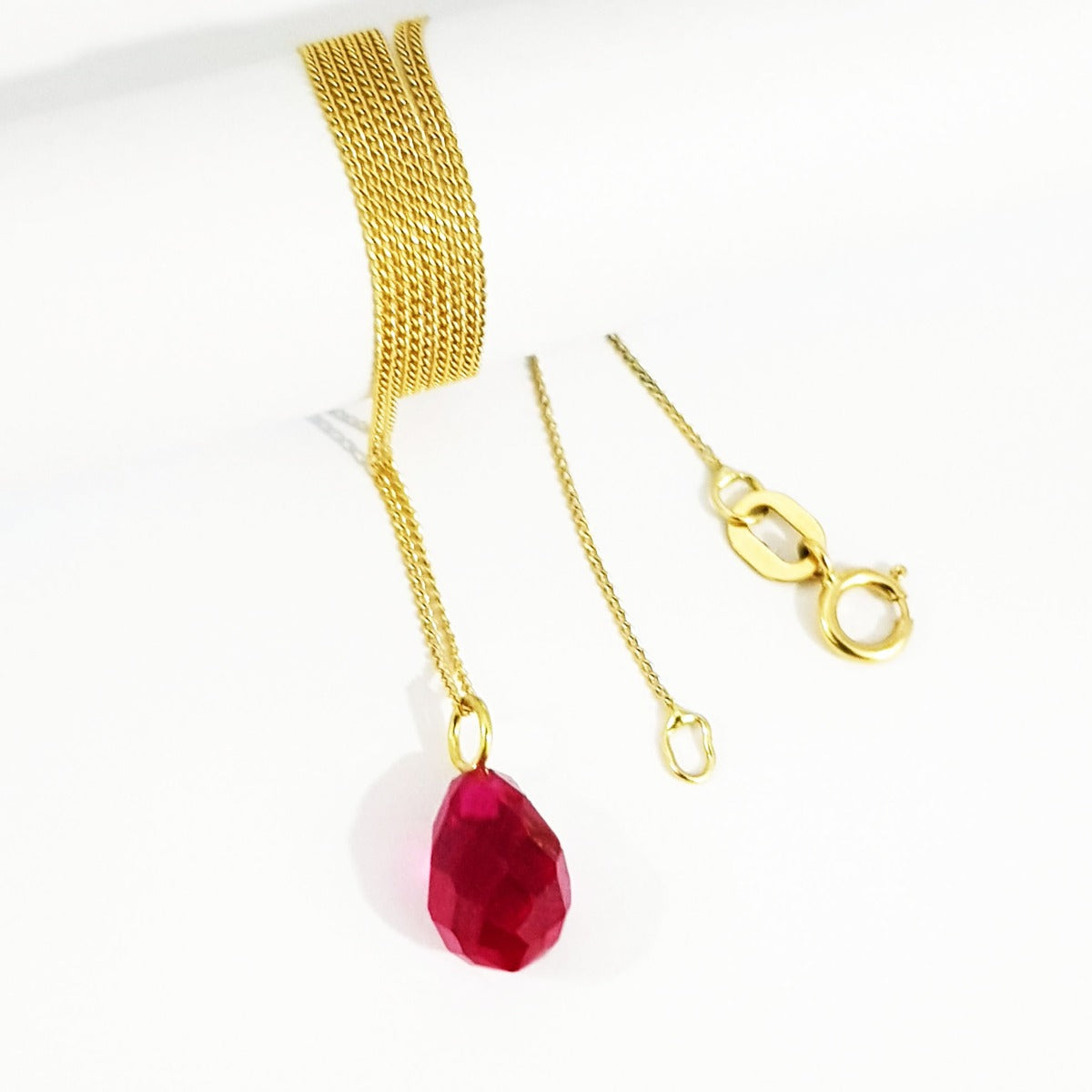 18K Pure Gold Ruby Stone Necklace