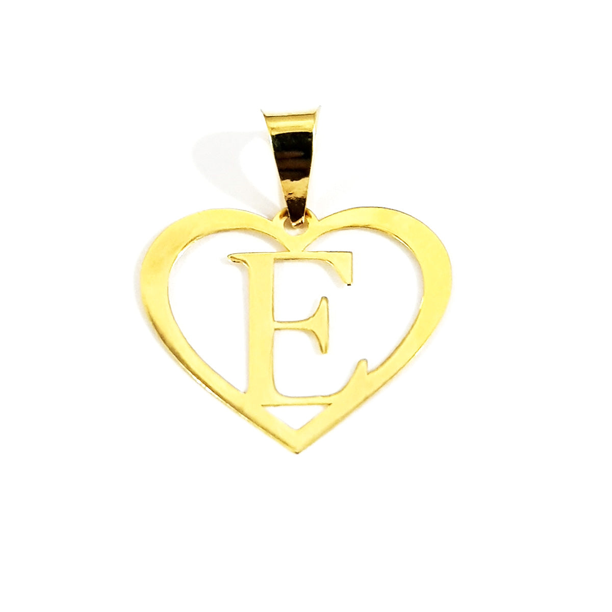 18K Pure Gold Heart Letter E Design Necklace