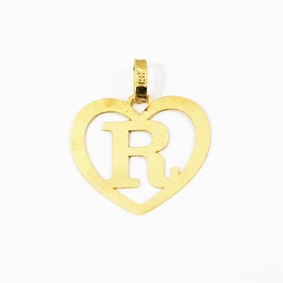18K Pure Gold Heart Letter R Design Necklace