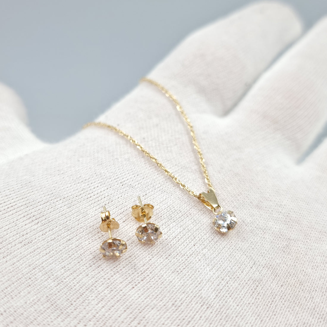 18K Pure Gold Crystal Jewelry Set