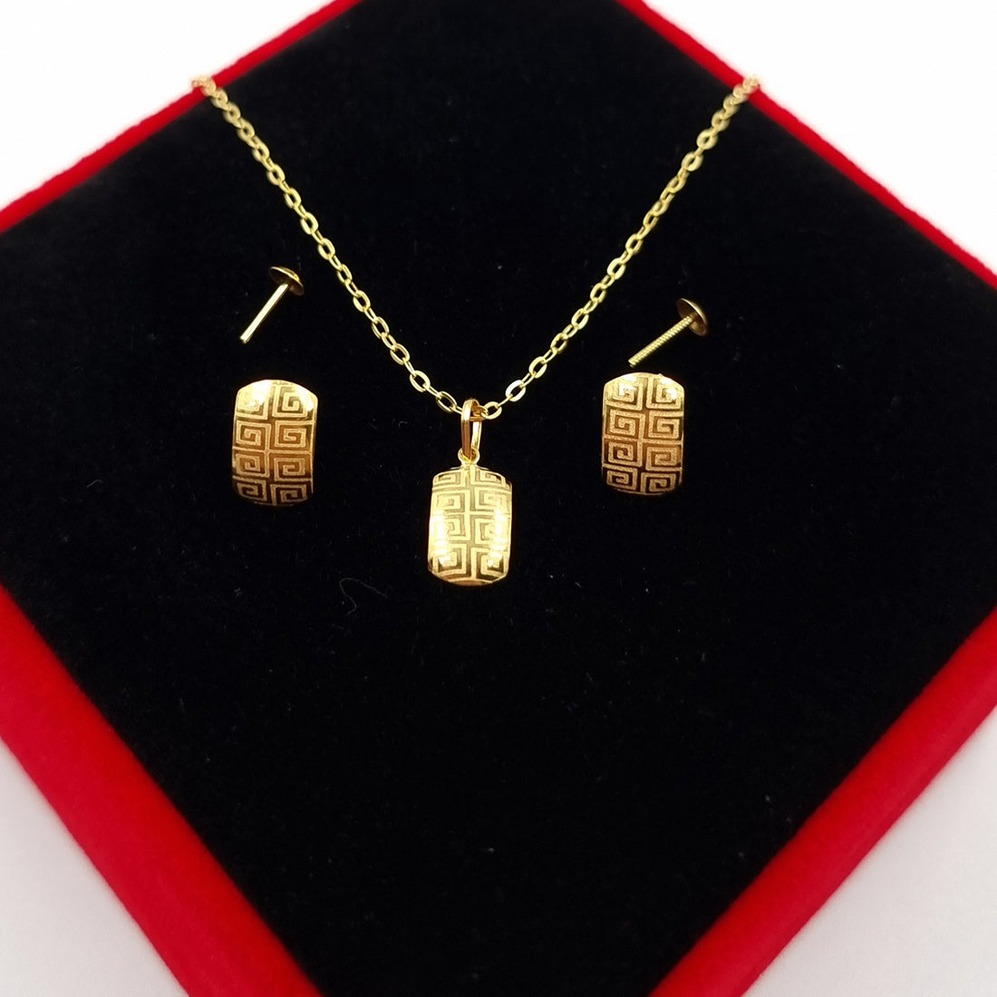 18K Pure Gold Clip Design Screw Jewelry Set