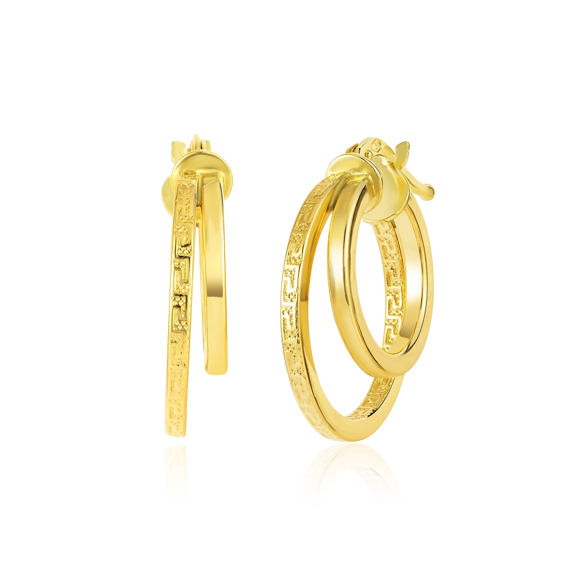 18K Pure Gold Double Loop Earring Set