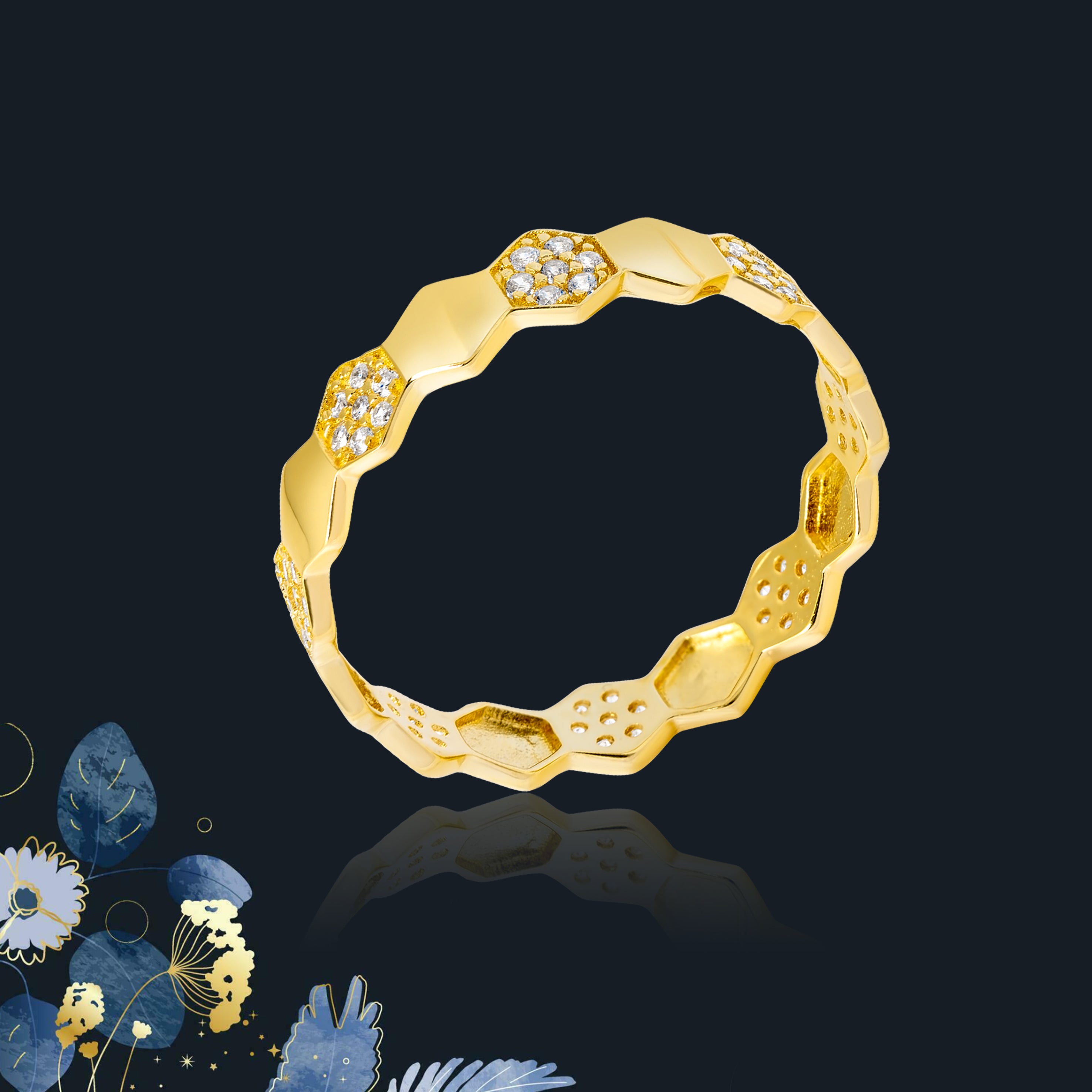 Pure Gold Latest Rings 18K Pure Gold Stone Ring