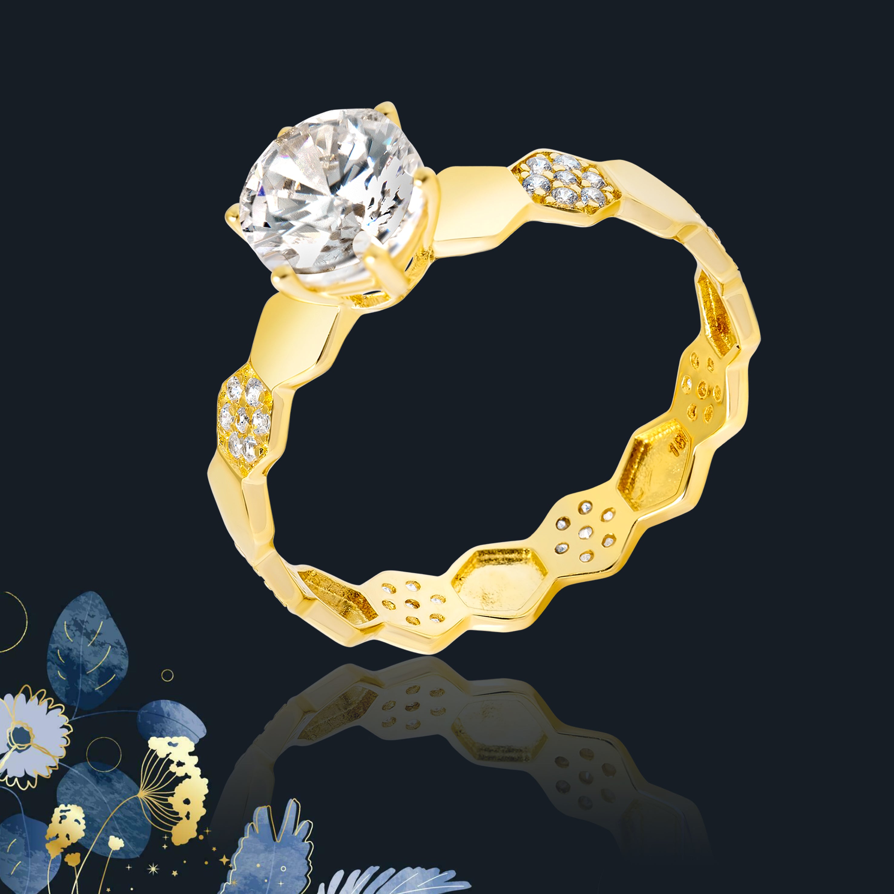 Pure Gold Latest Rings 18K Pure Gold Stone Ring
