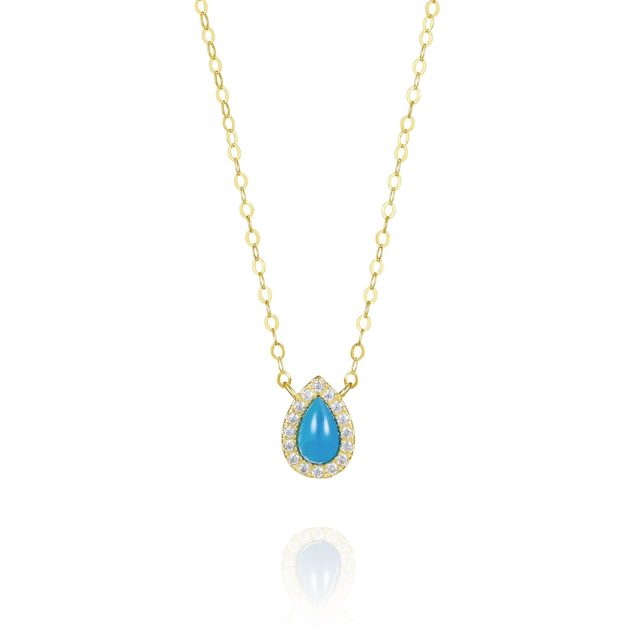 18K Pure Gold Skye Blue Stone Necklace