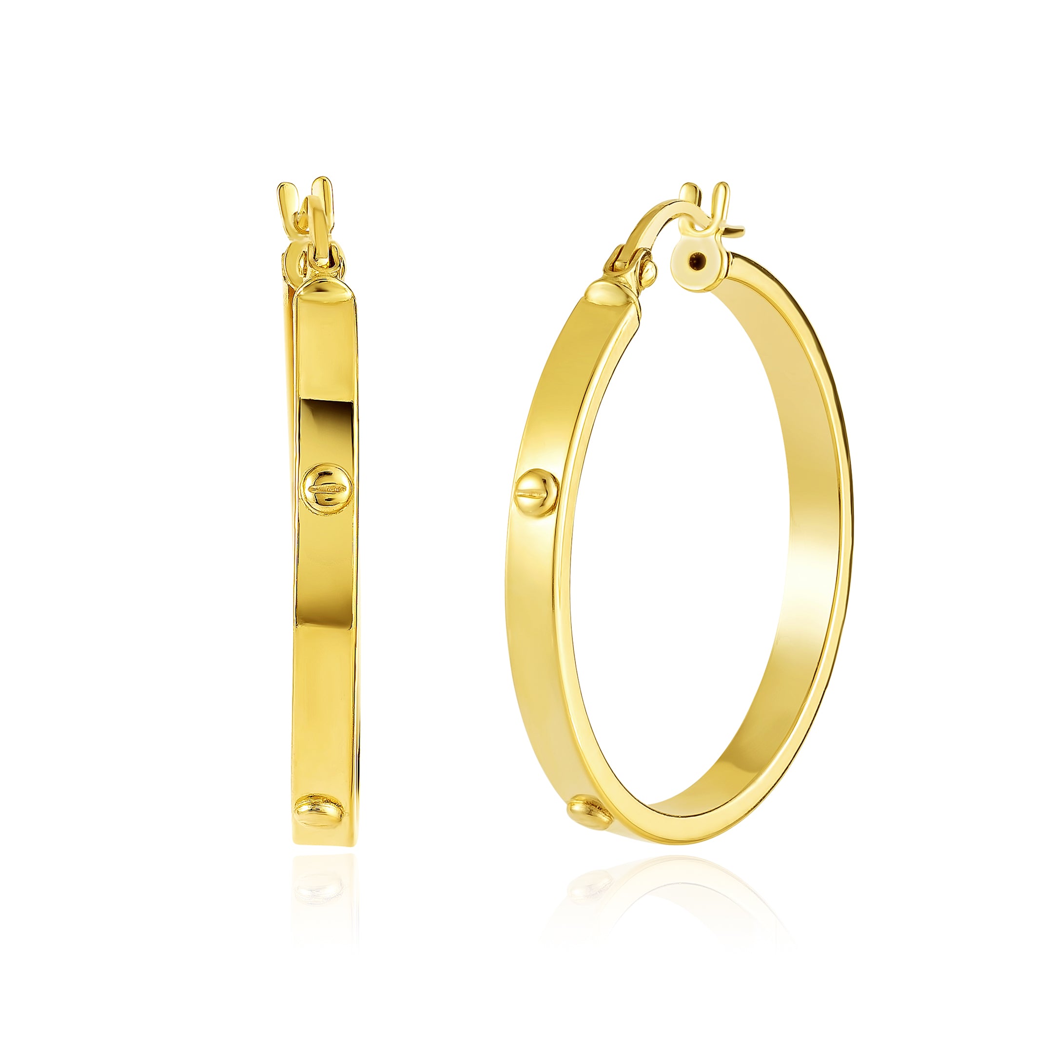 Charm Loop 18K Pure Gold Round Loop Earring Set