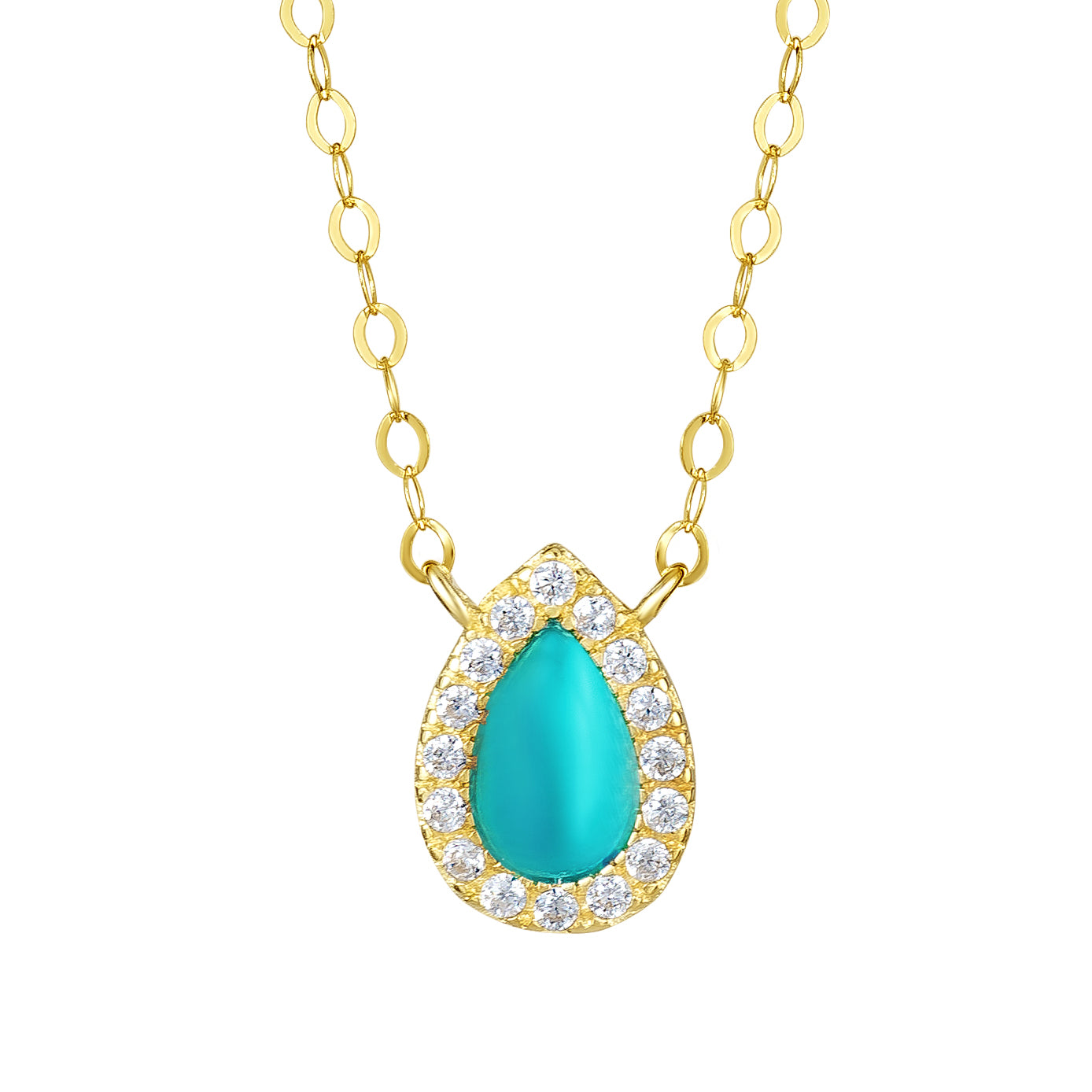 18K Pure Gold Skye Blue Stone Necklace