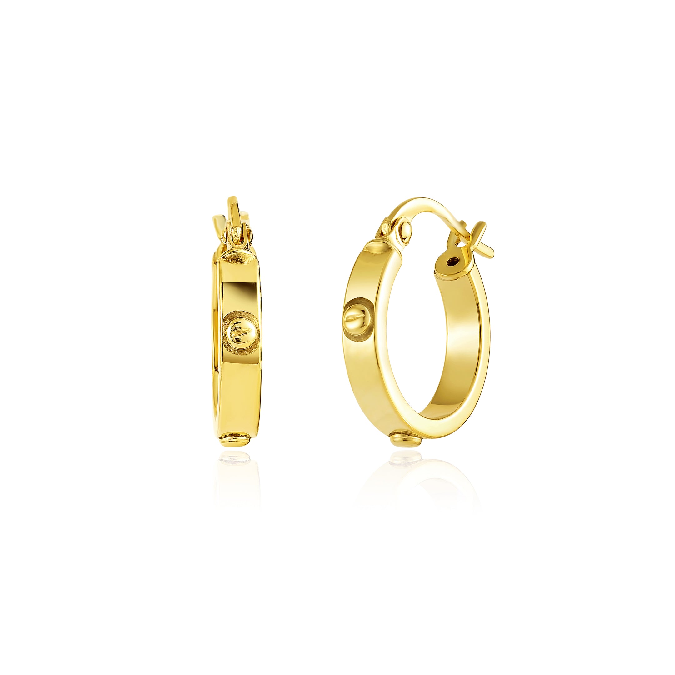 18K Pure Gold Round Loop Earring Set