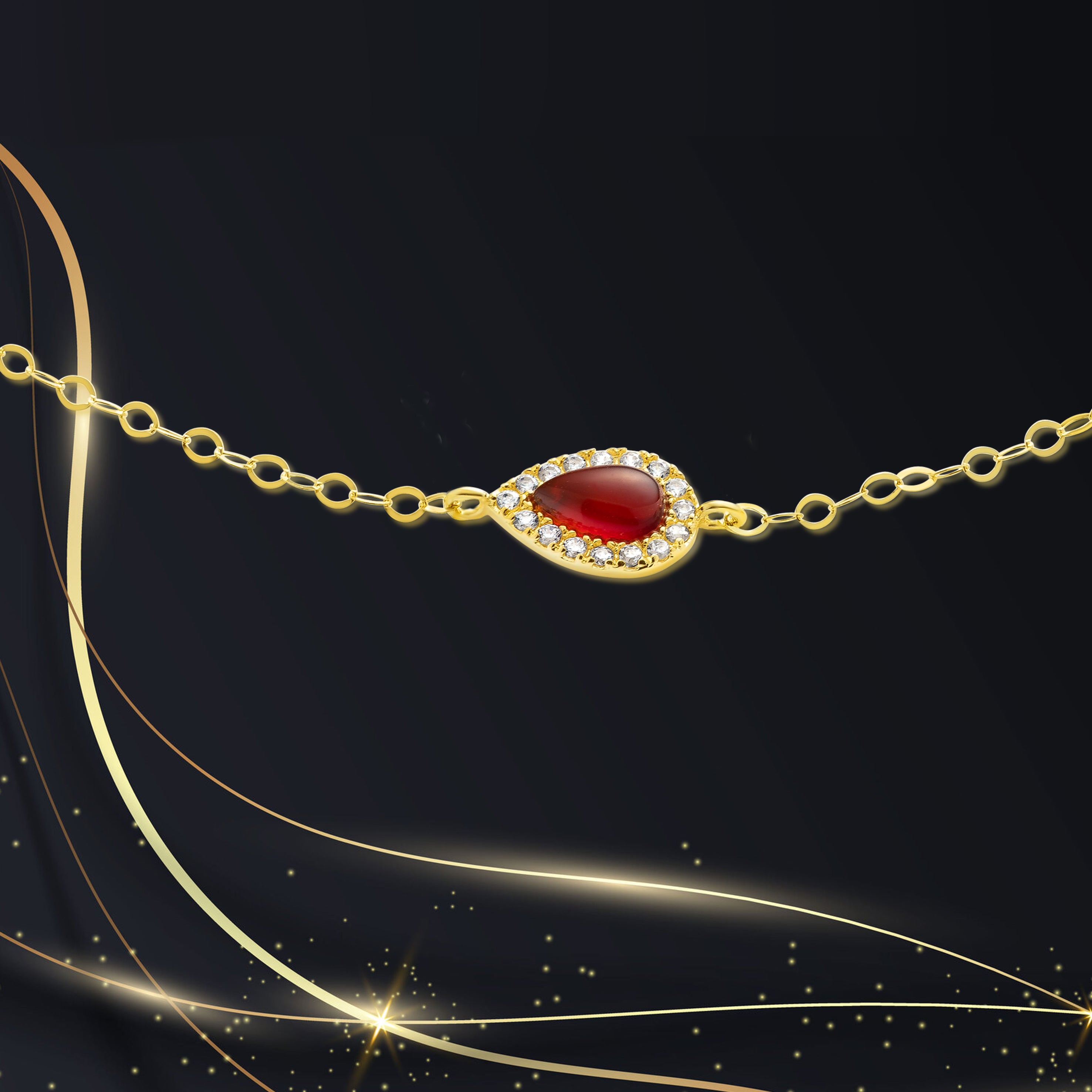 18K Pure Gold Fine Stone Bracelet