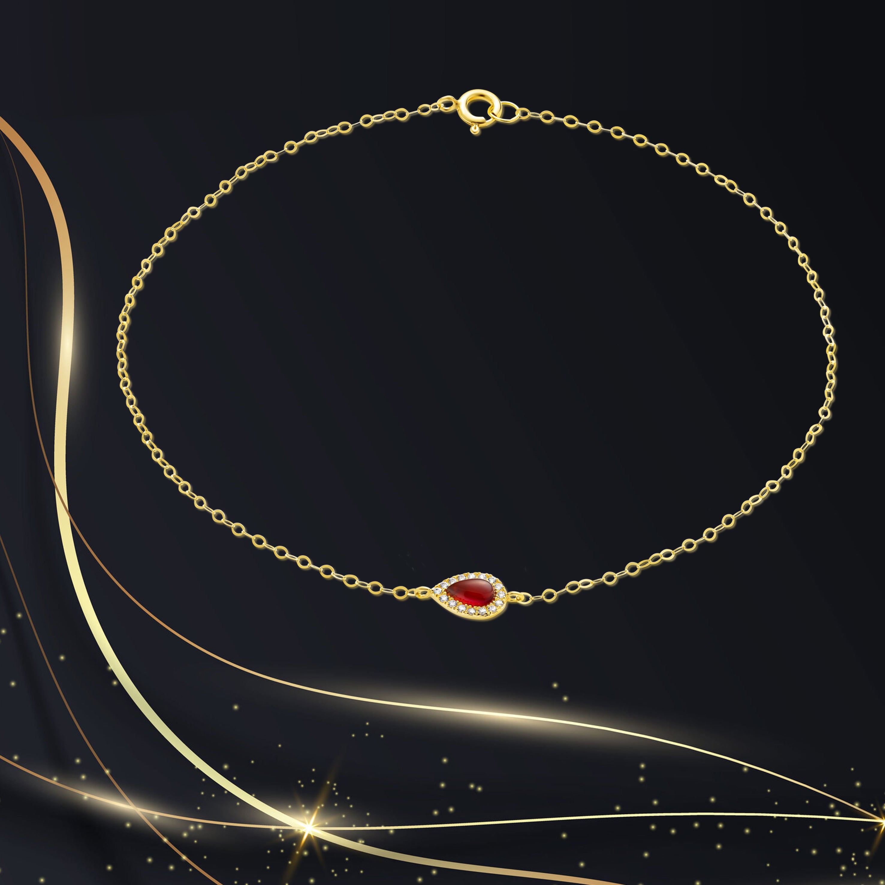 18K Pure Gold Fine Stone Bracelet