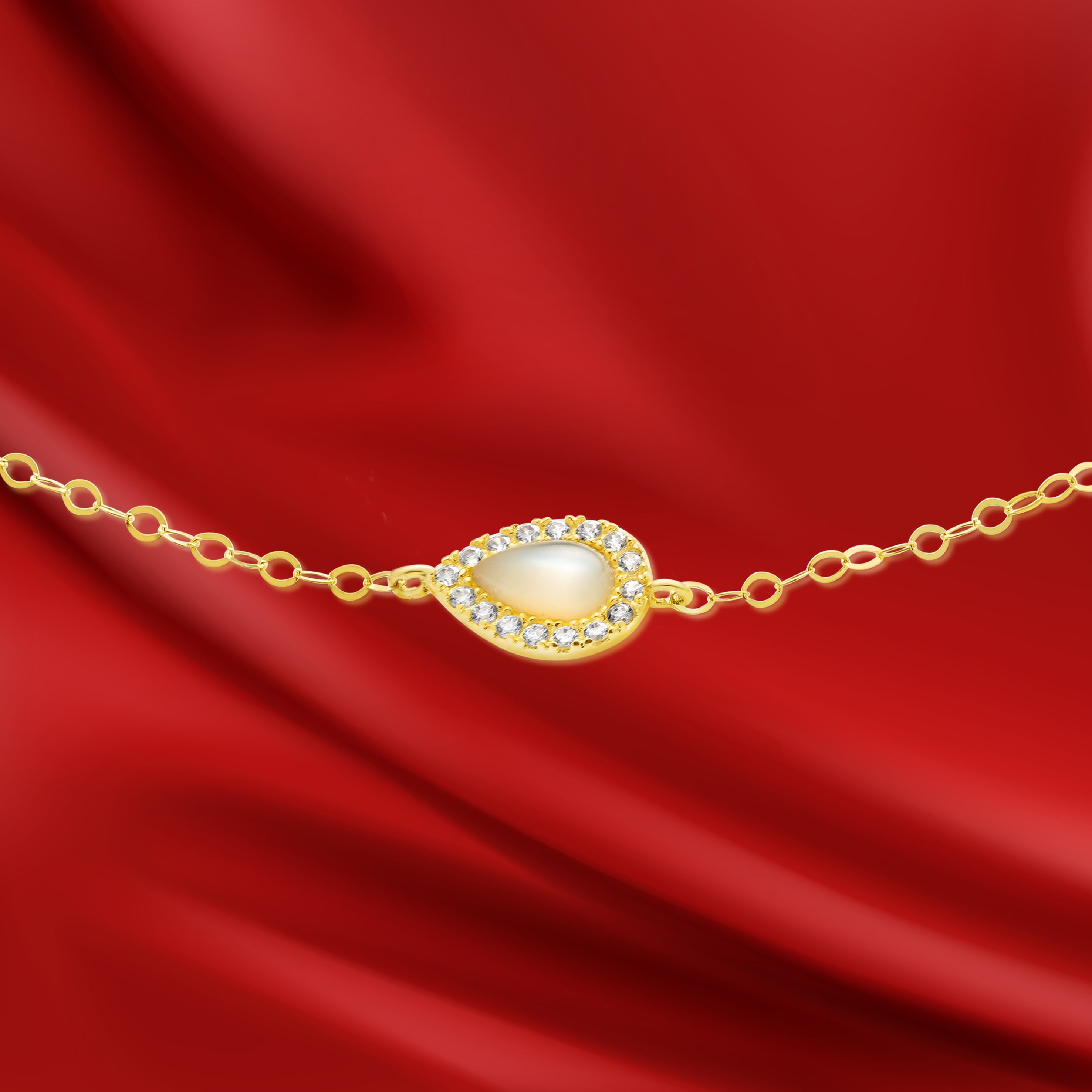 18K Pure Gold Fine Stone Bracelet