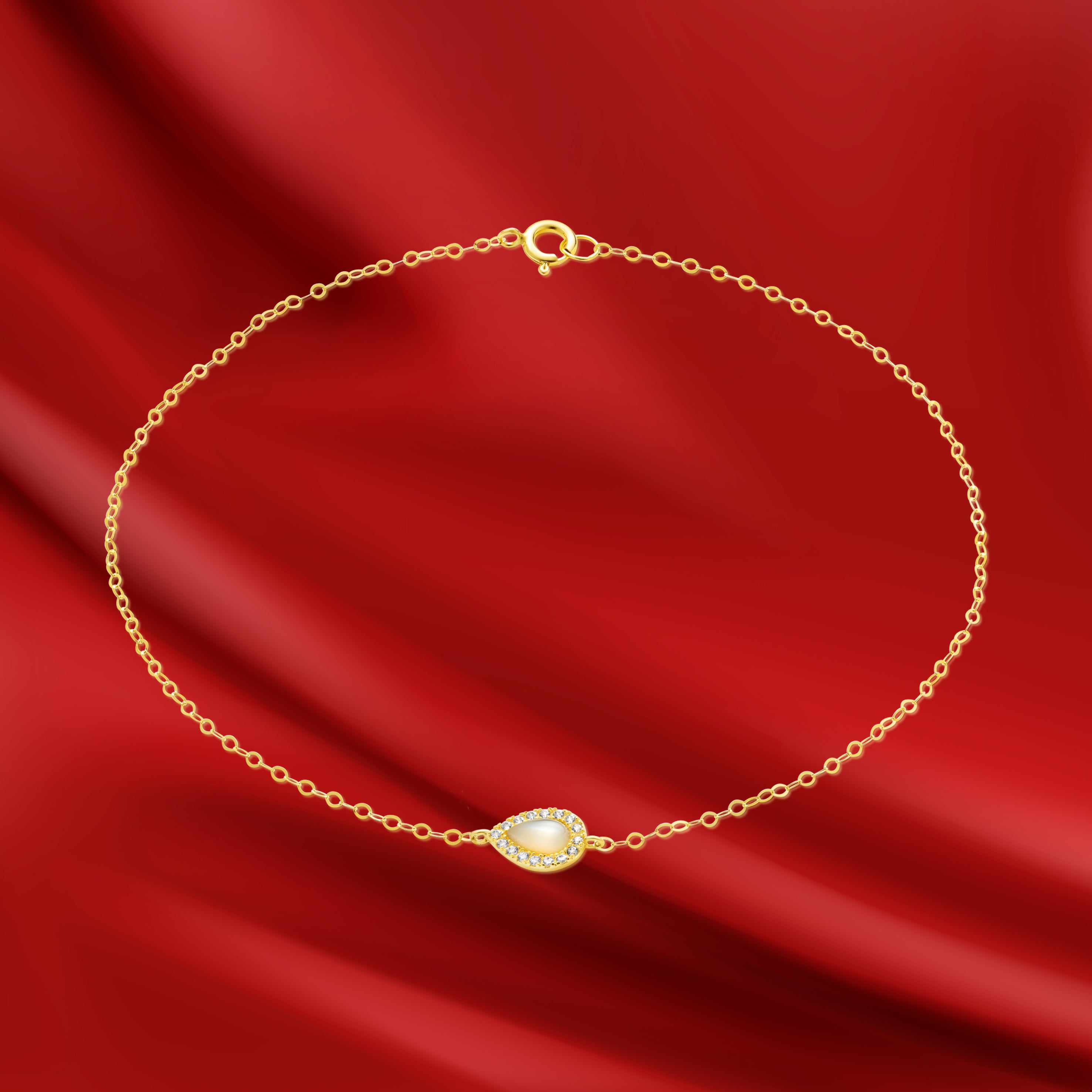 18K Pure Gold Fine Stone Bracelet