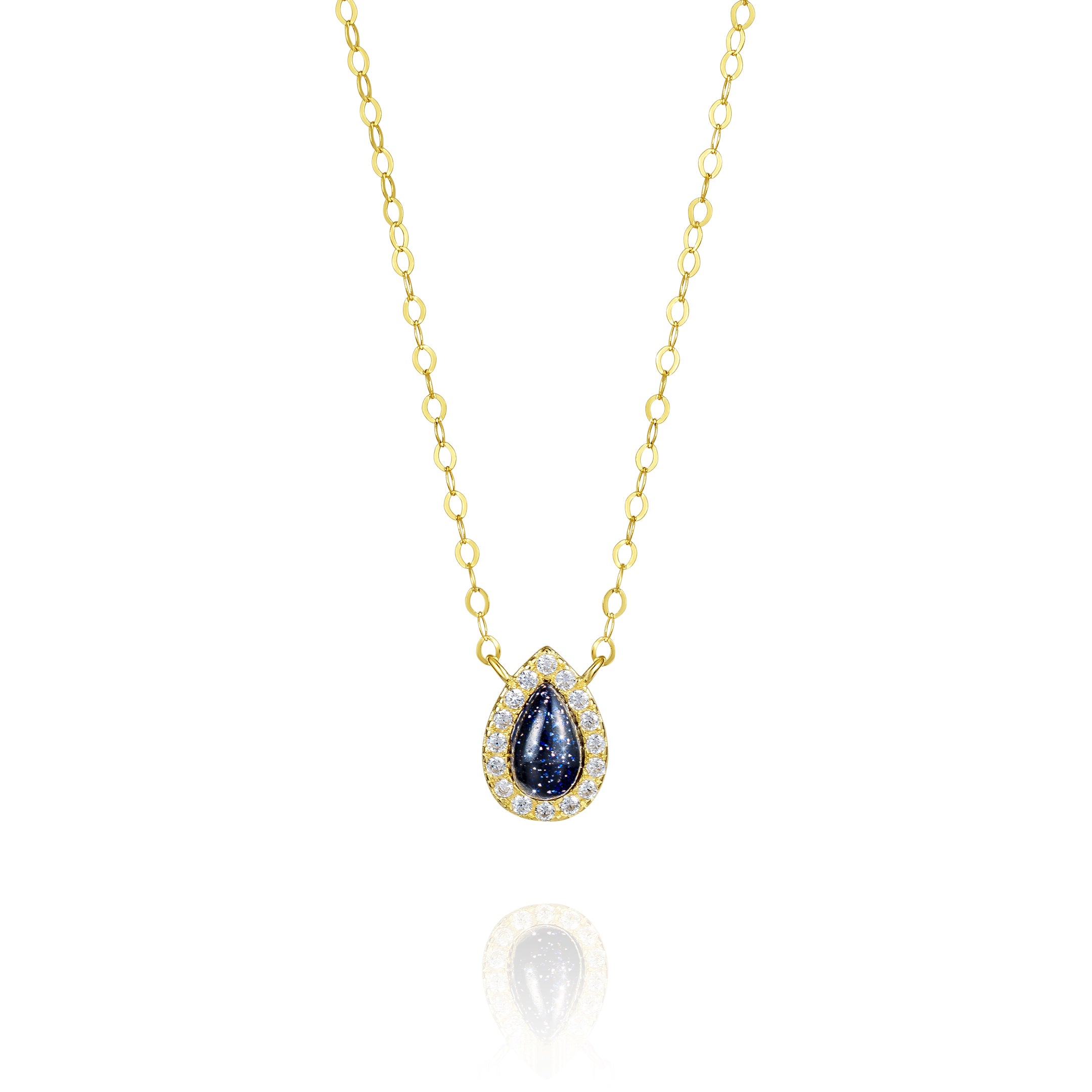 18K Pure Gold Black Stone Necklace