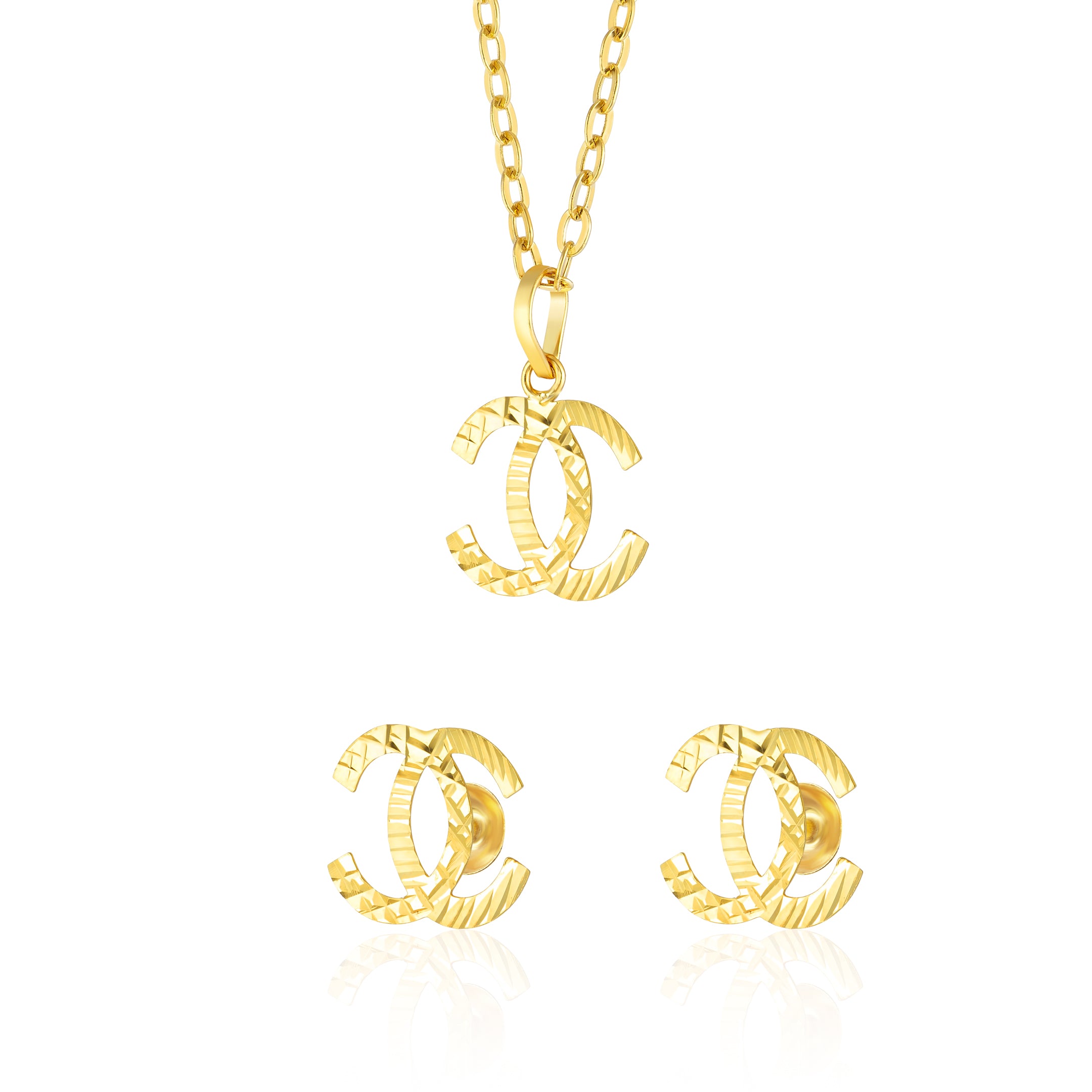 18K Pure Gold C.H Screw Jewelry Set