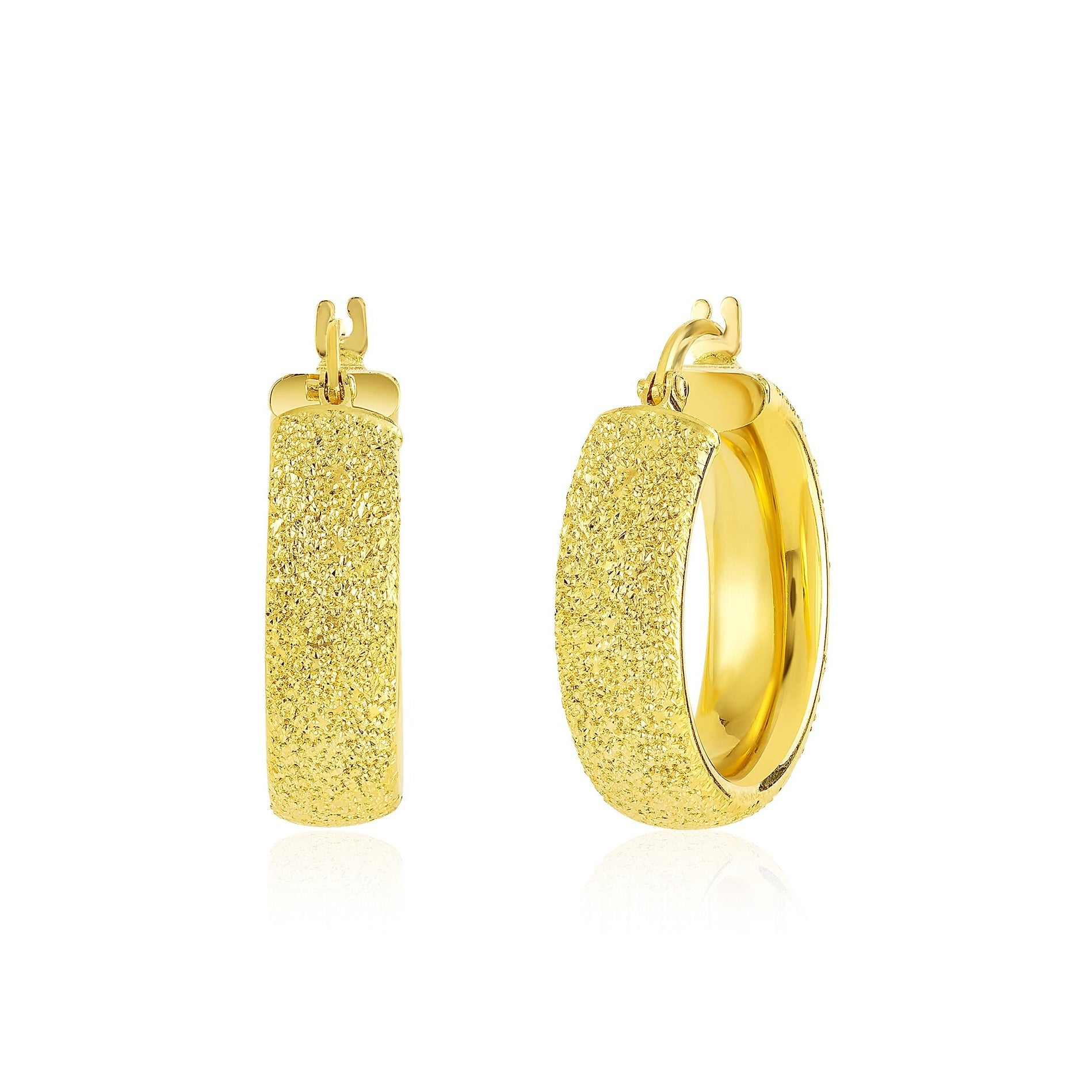 18K Pure Gold Round Loop Earring Set