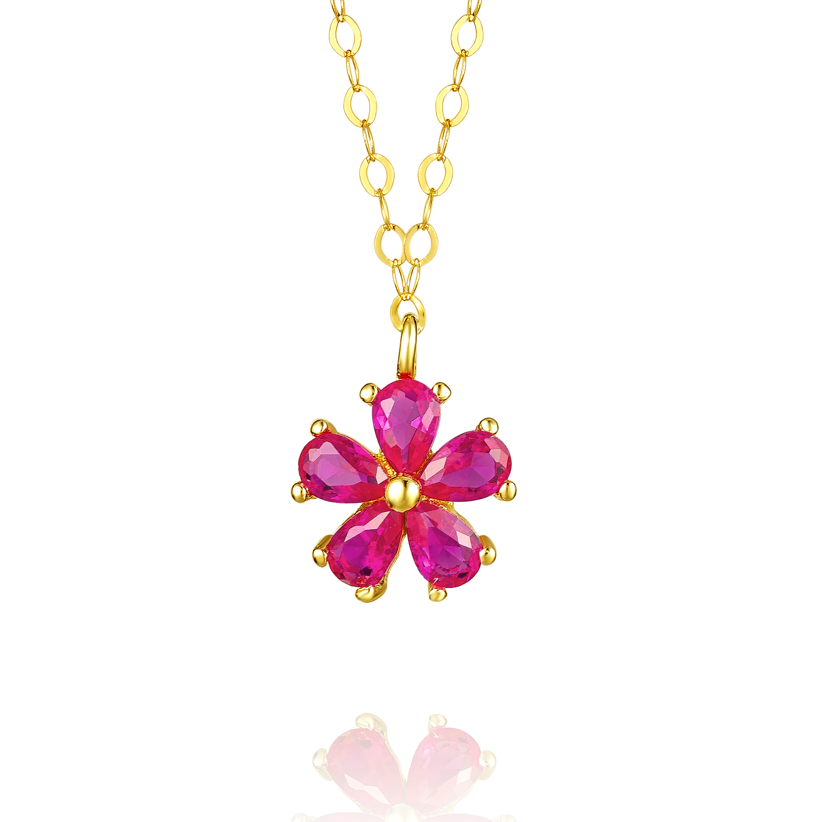 18K Pure Gold Flower Necklace