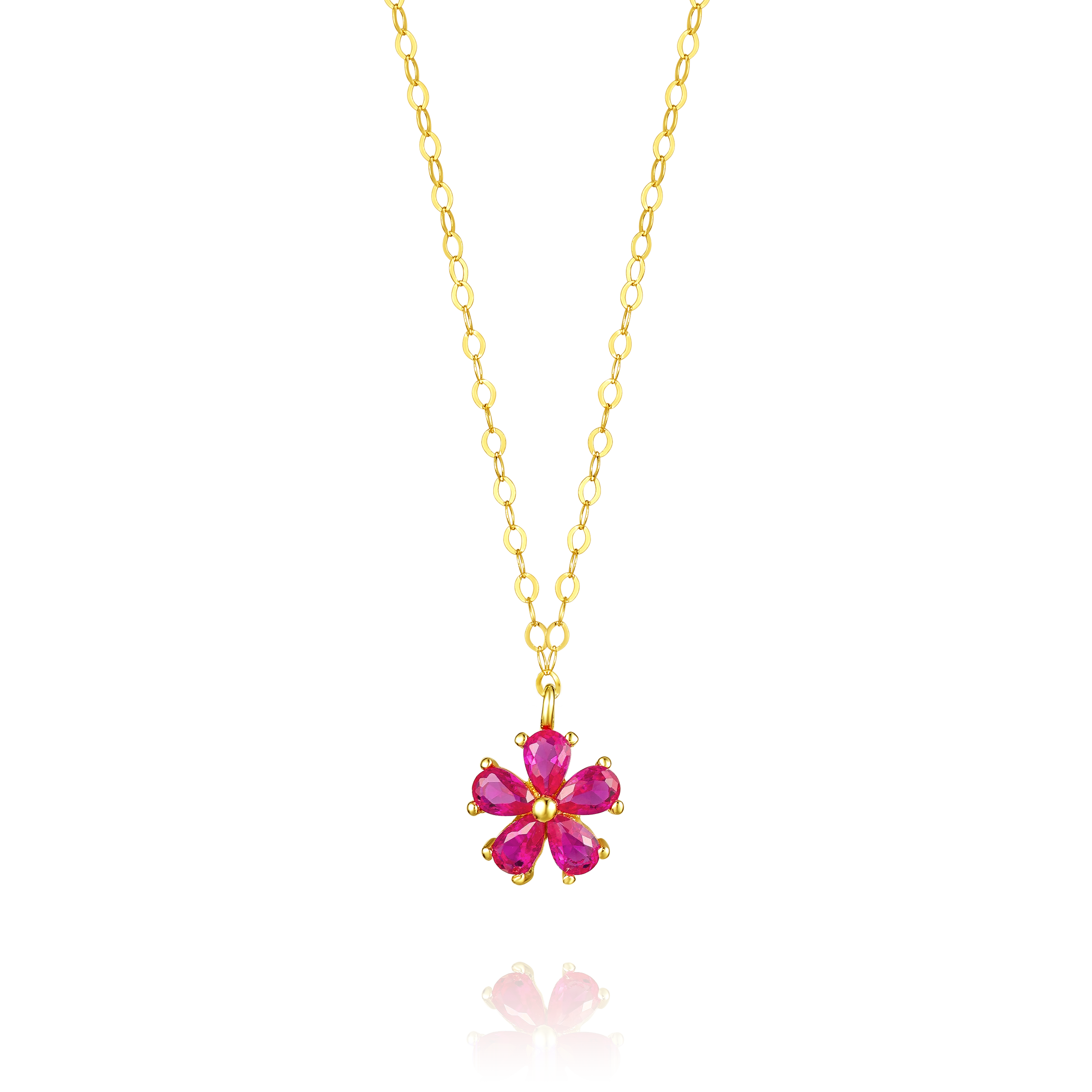 18K Pure Gold Flower Necklace