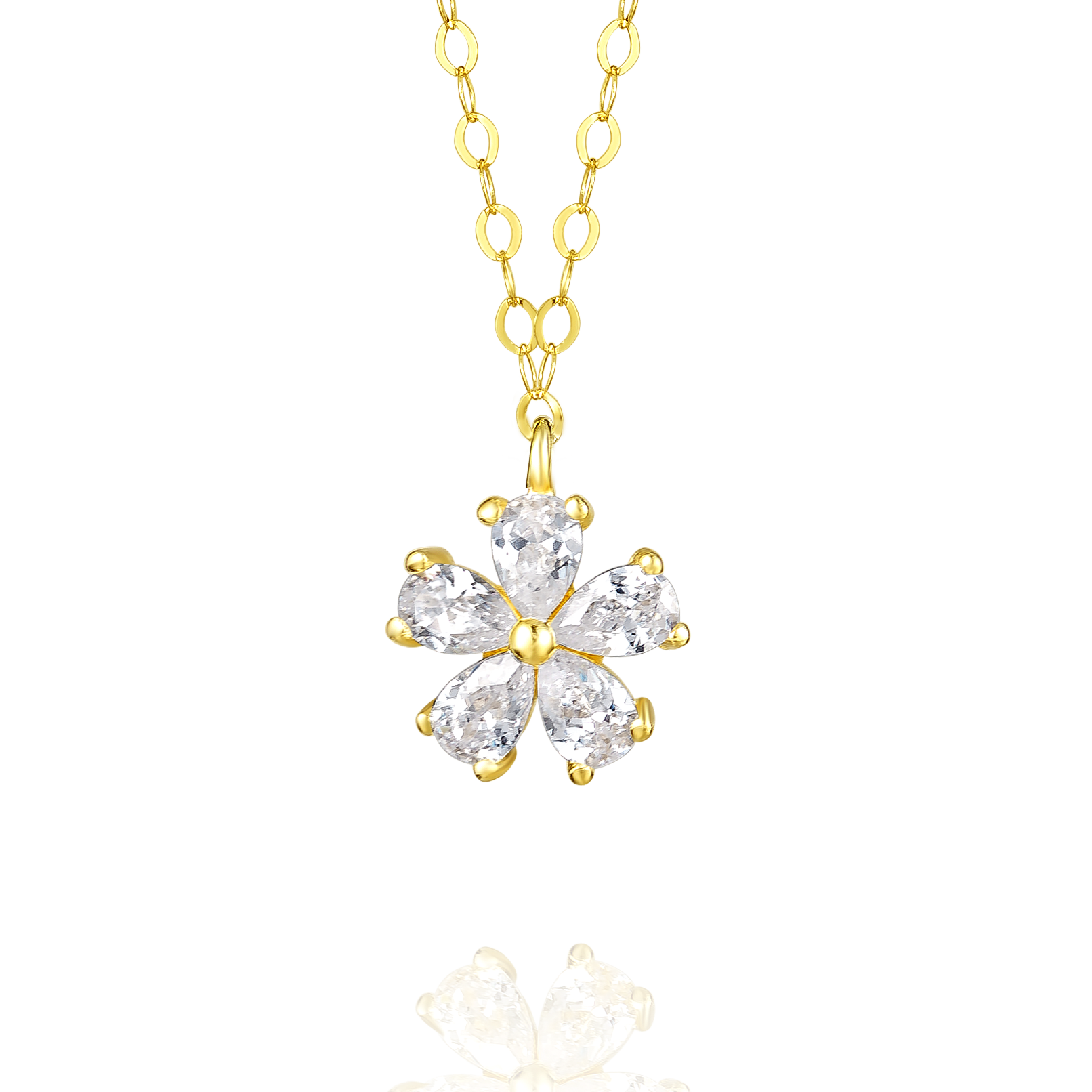 18K Pure Gold Flower Necklace