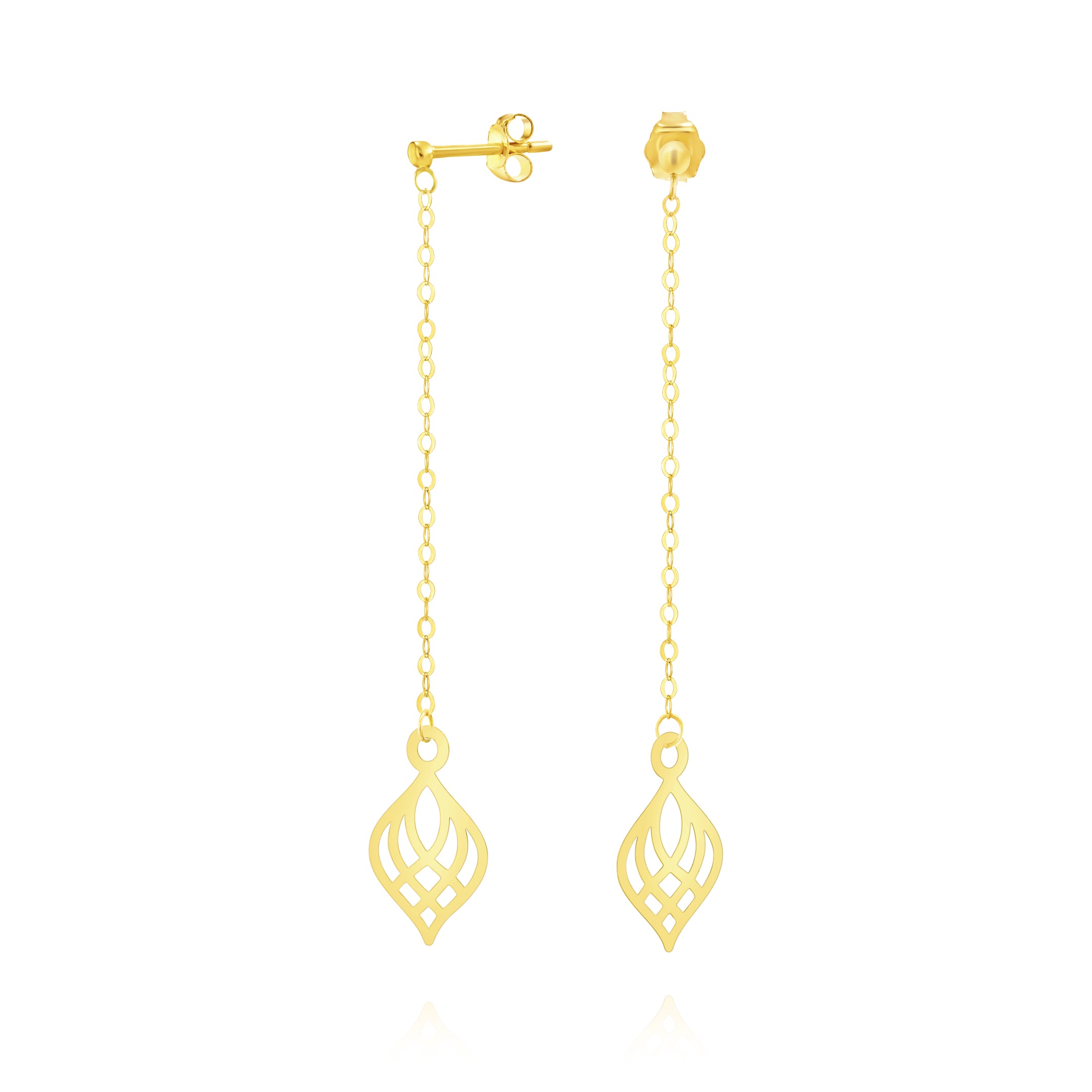 18K Pure Gold Hanging Drop Earring Set