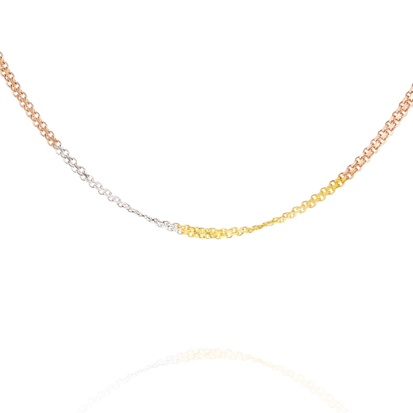 18K Pure Gold 3 Color Thin Chain