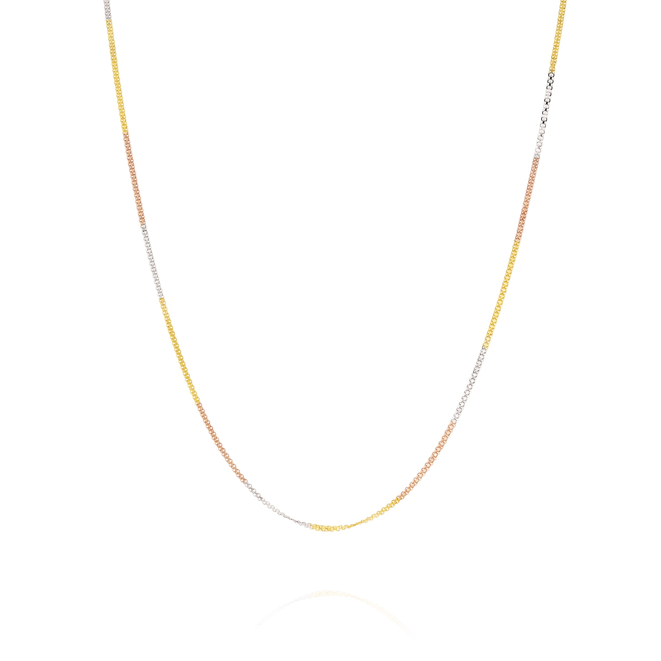 18K Pure Gold 3 Color Thin Chain