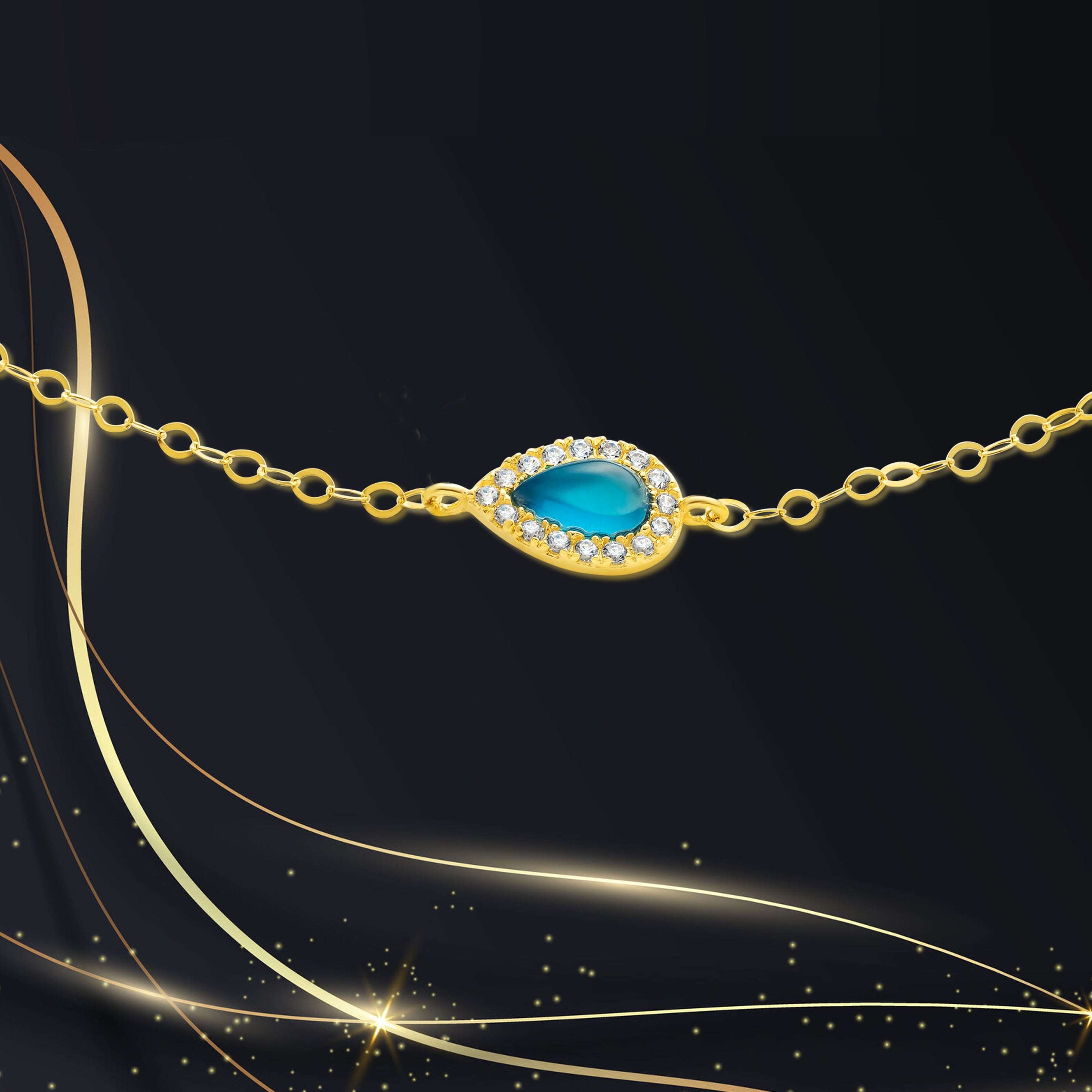 18K Pure Gold Fine Stone Bracelet