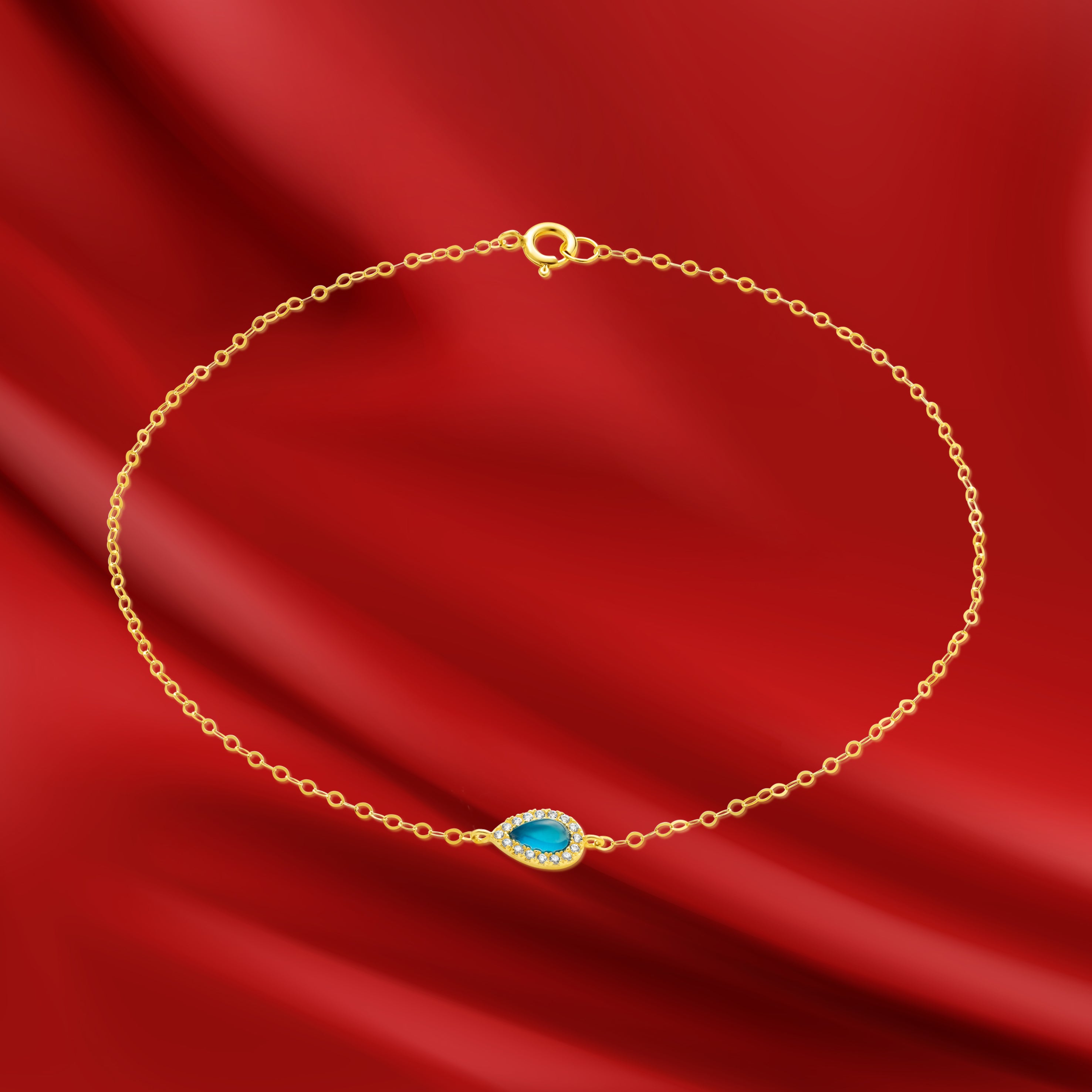 18K Pure Gold Fine Stone Bracelet