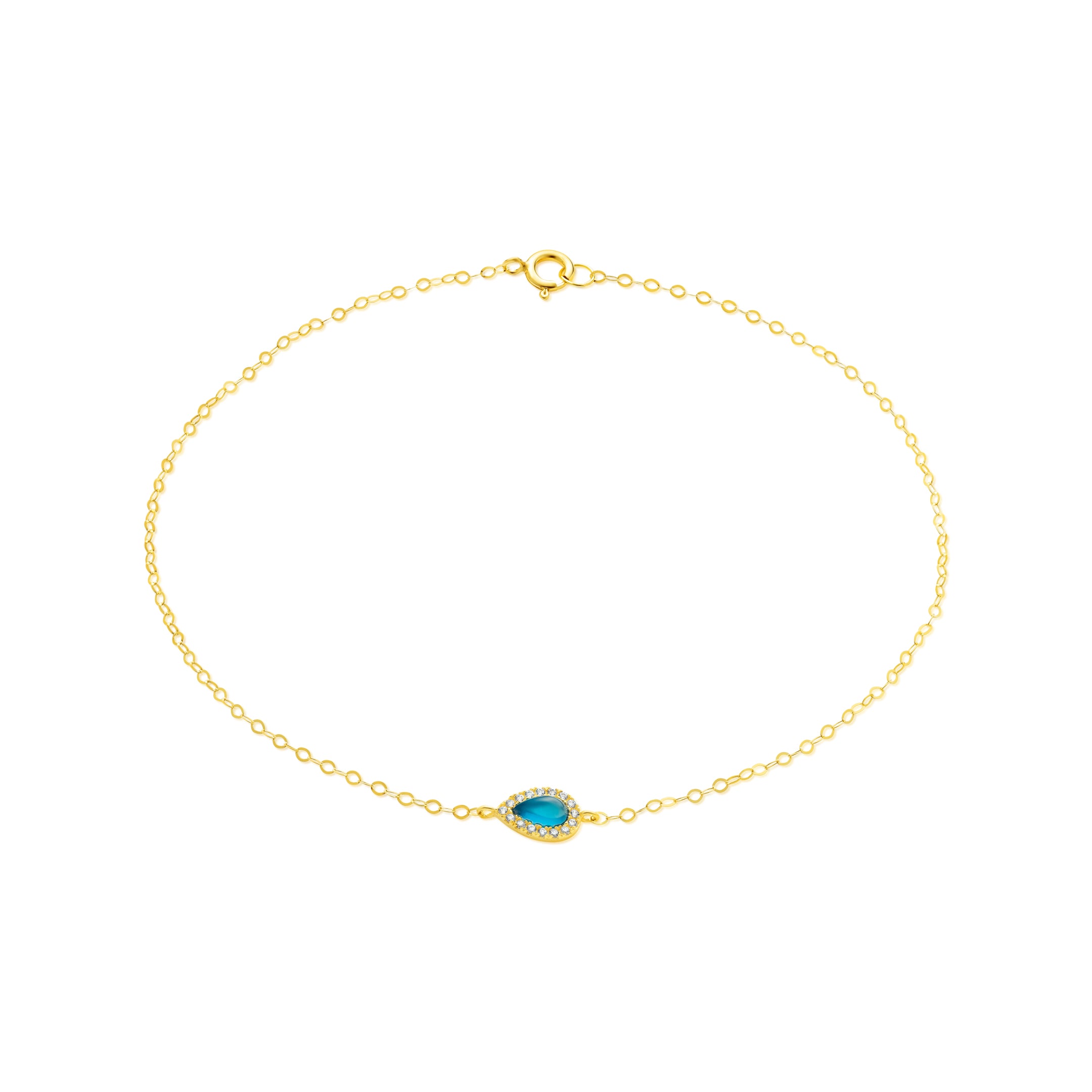 18K Pure Gold Fine Stone Bracelet