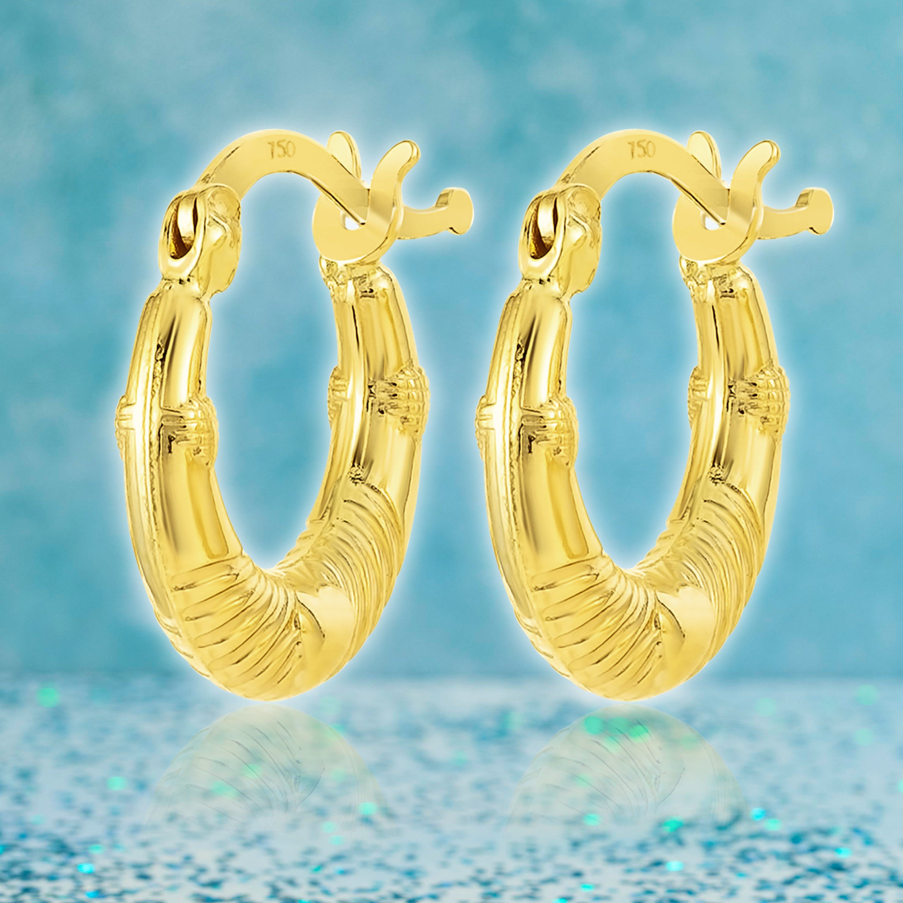 18K Pure Gold Round Loop Earring Set