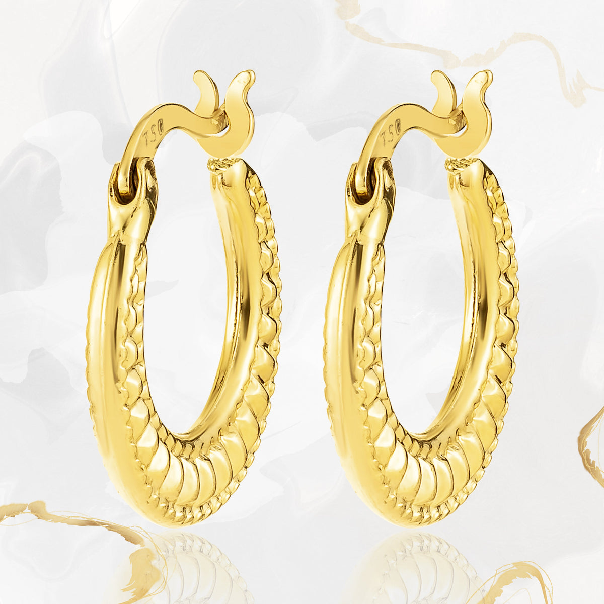 18K Pure Gold Round Loop Earrings