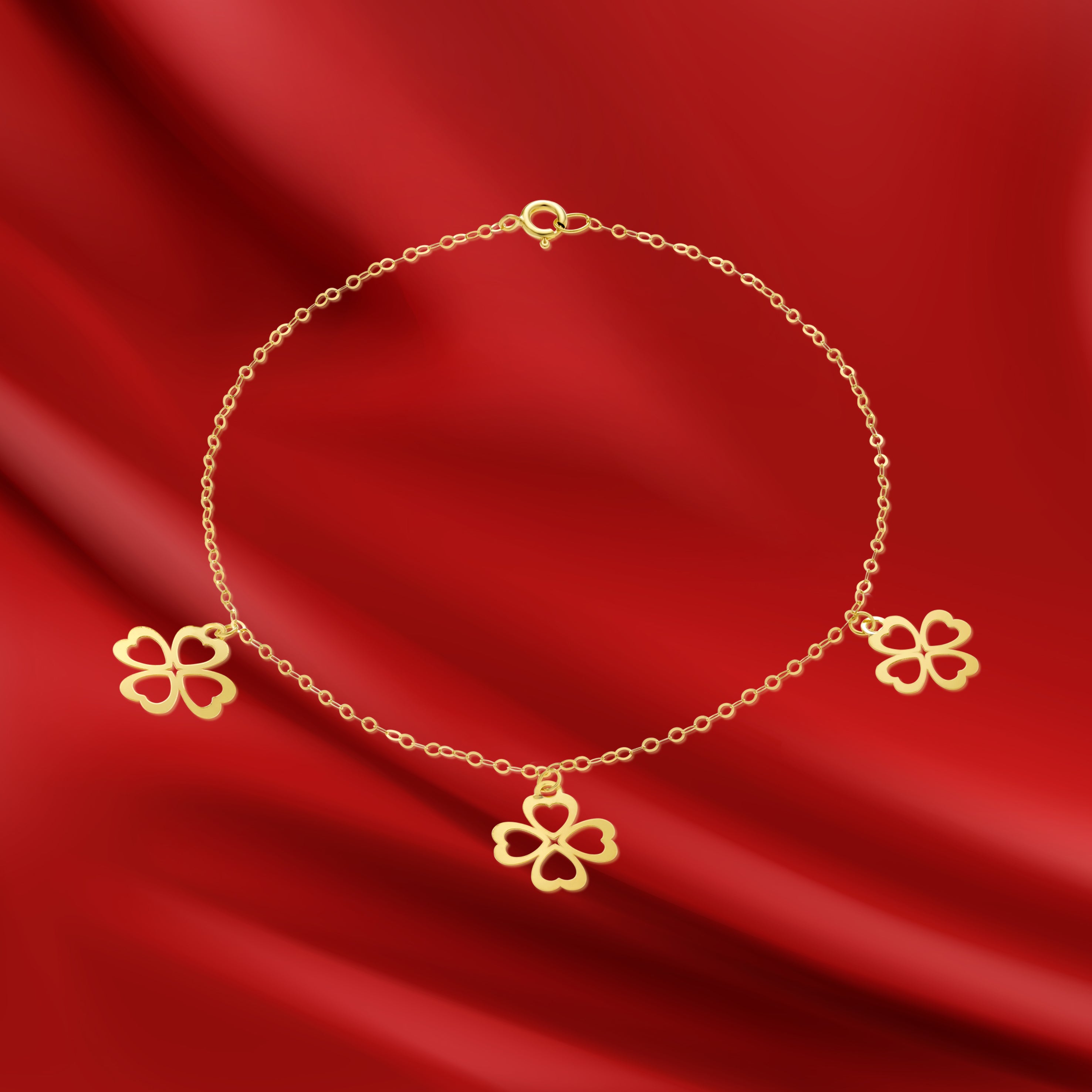 18K Pure Gold Fine Flower Bracelet