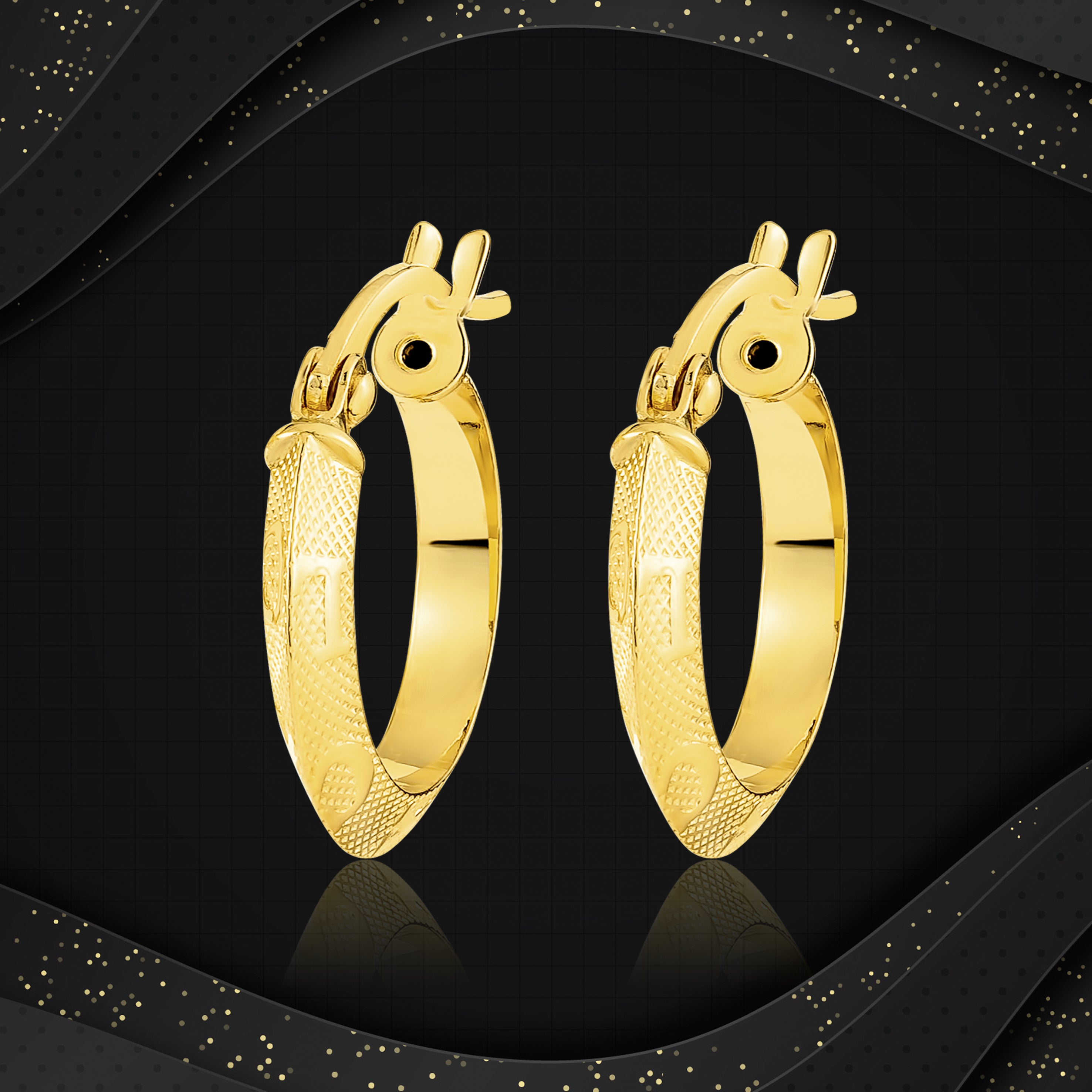 18K Pure Gold Round Loop Earring Set