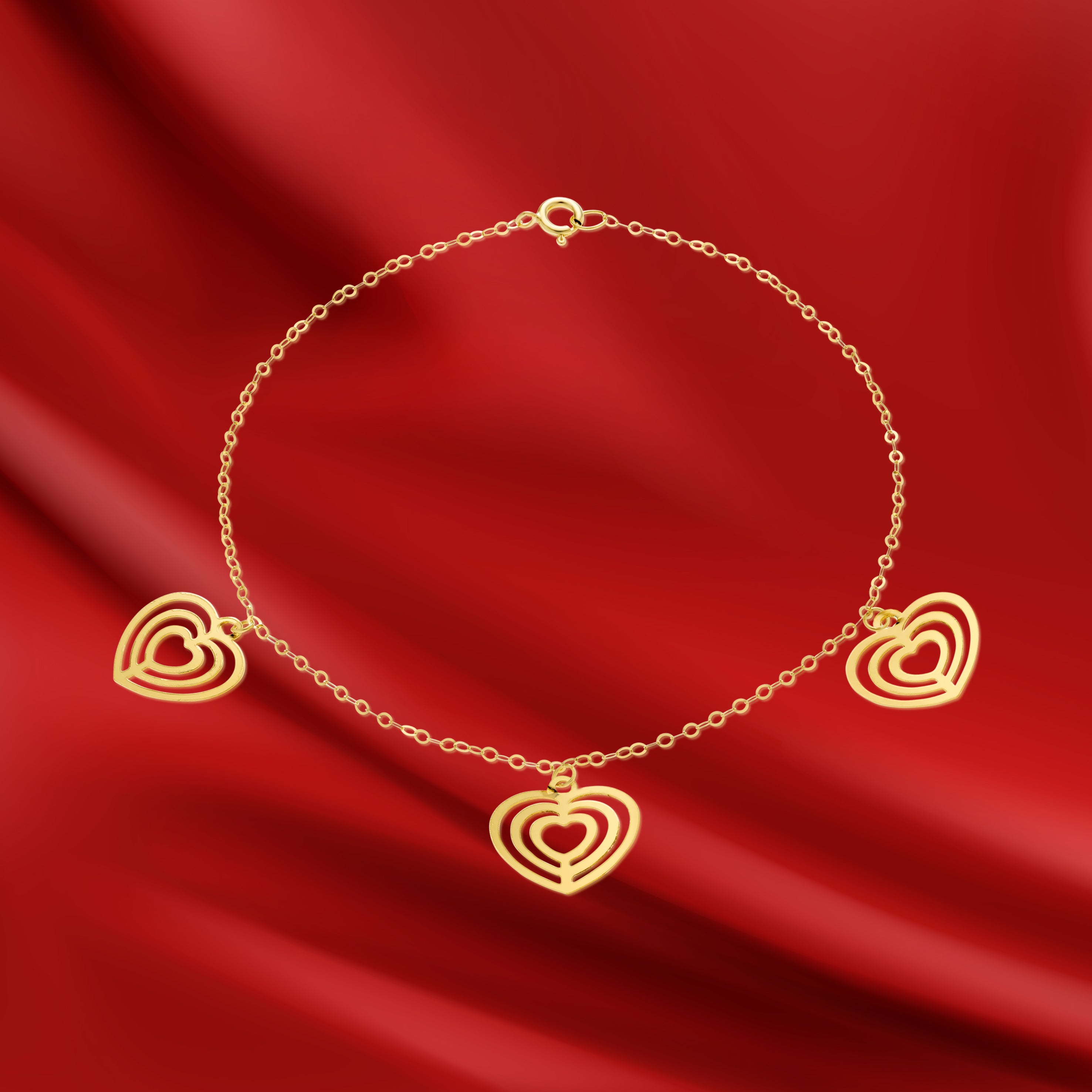 18K Pure Gold Fine Heart Bracelet