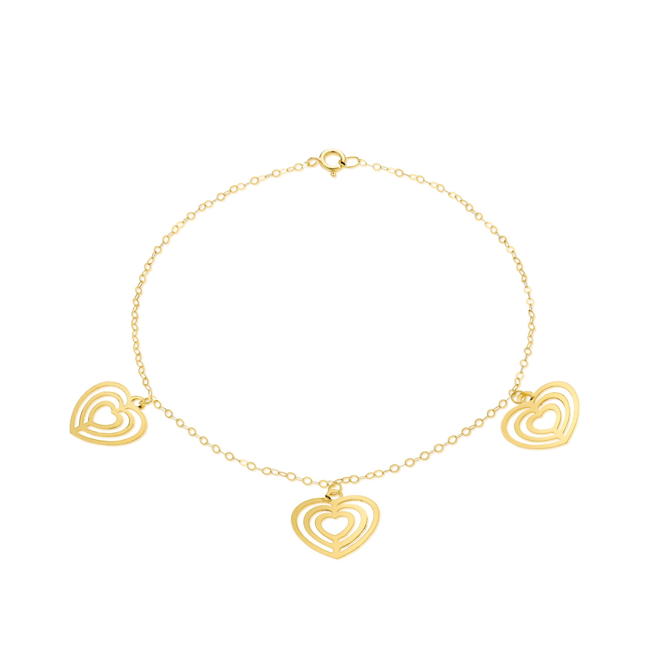 18K Pure Gold Fine Heart Bracelet