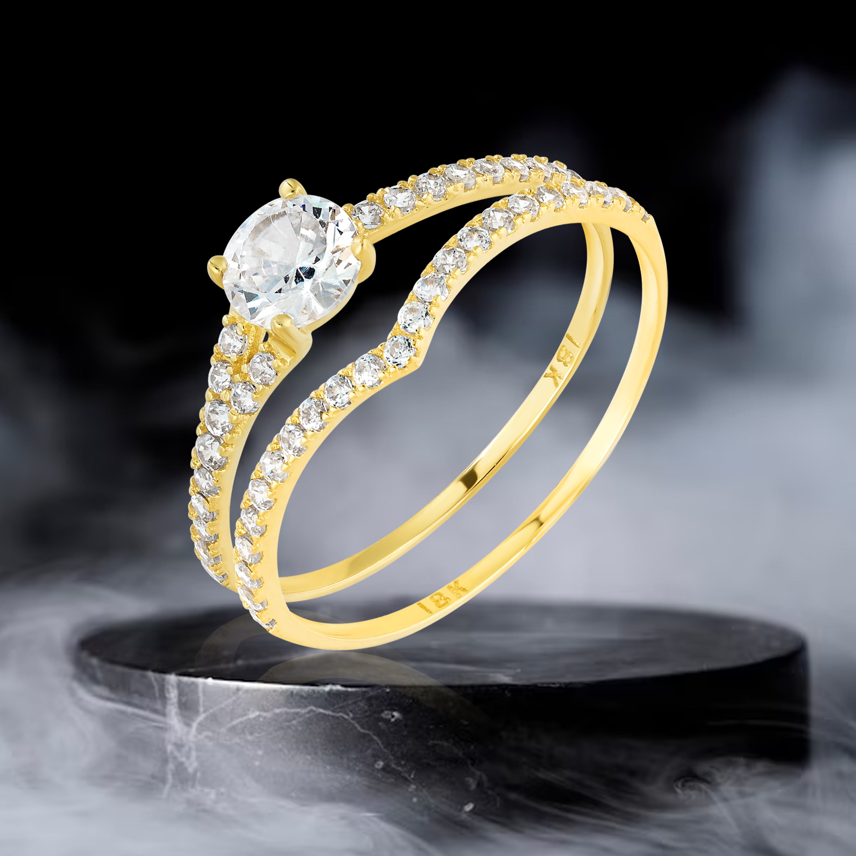 Pure Gold Latest Rings 18K Pure Gold Stone Couple Rings