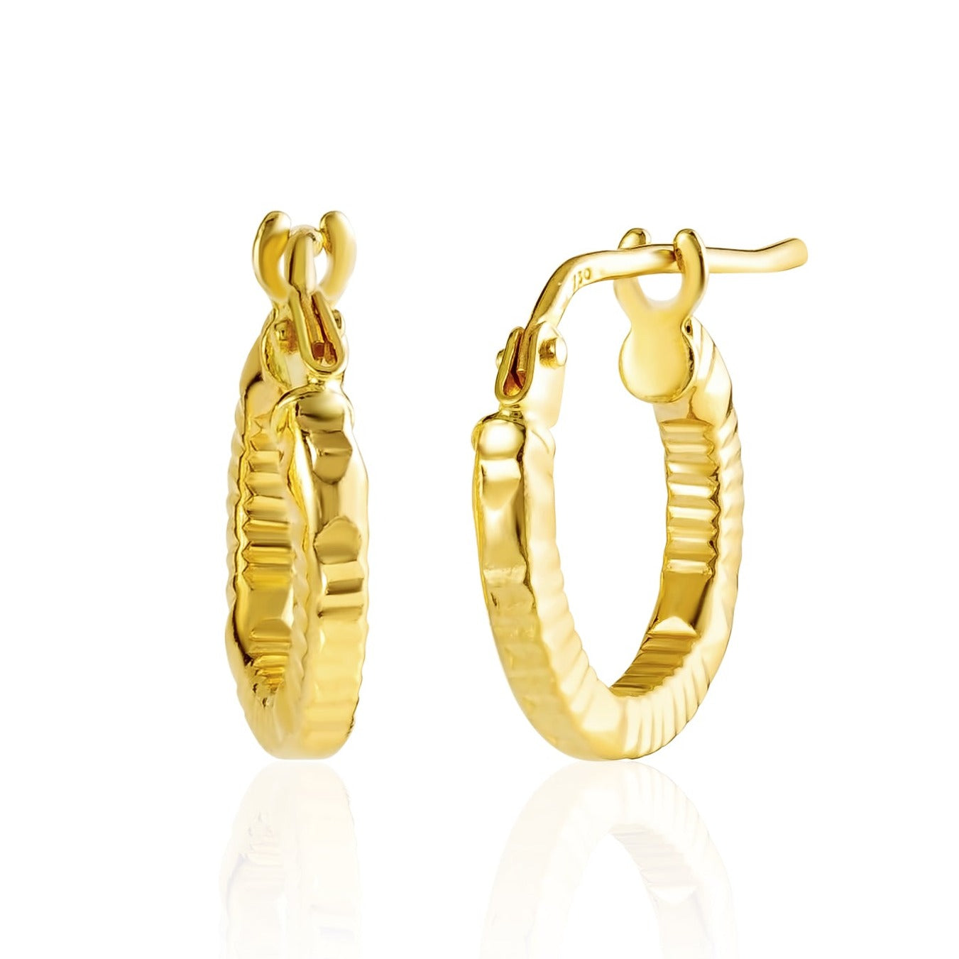 18K Pure Gold Round Loop Earring Set