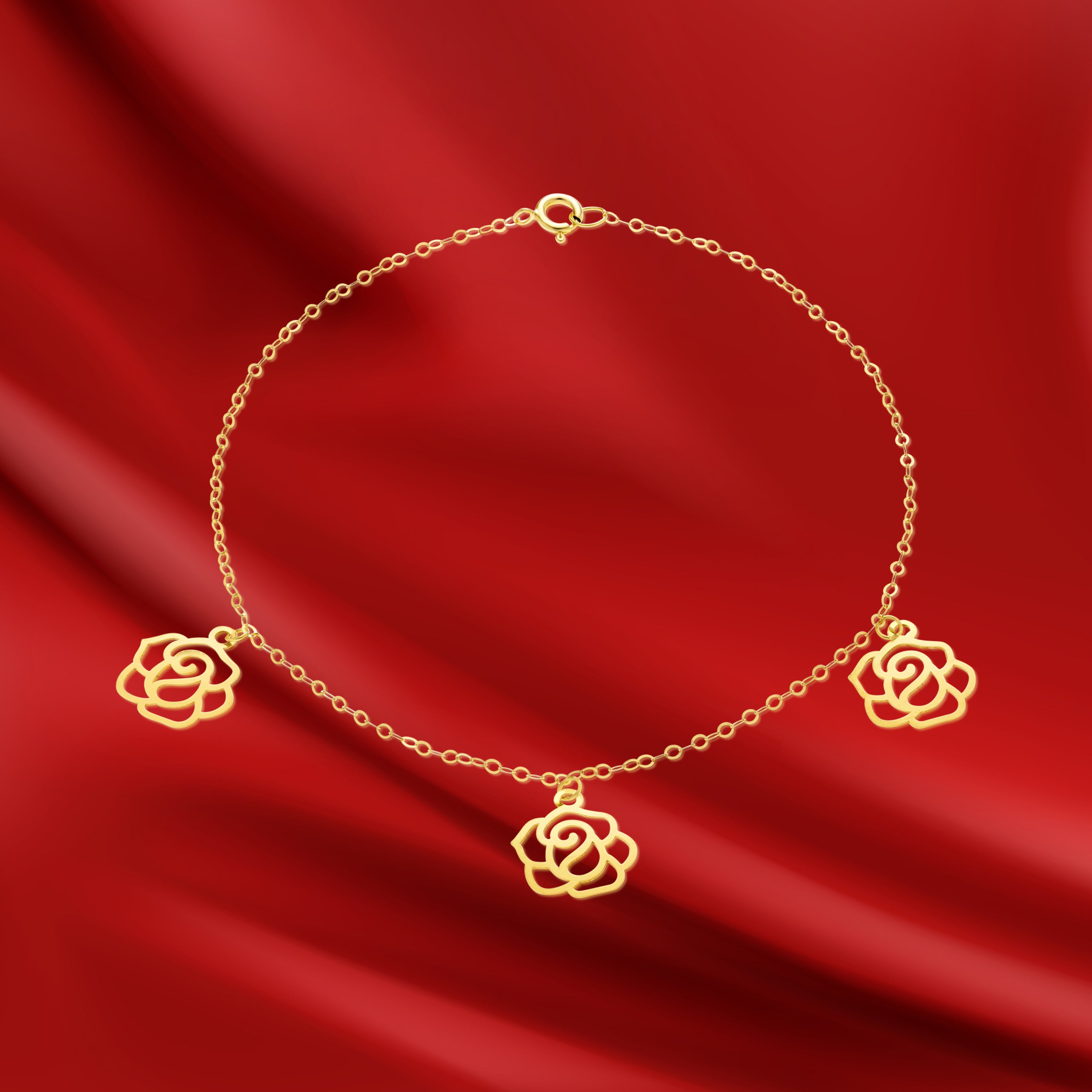 18K Pure Gold Fine Flower Bracelet