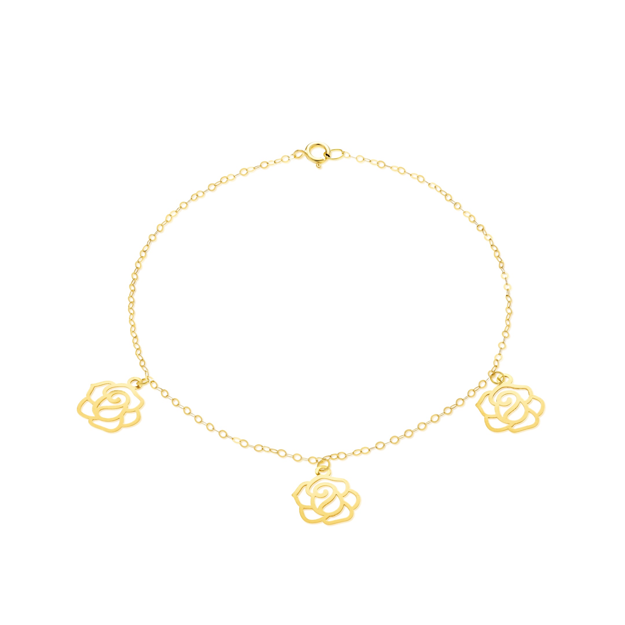 18K Pure Gold Fine Flower Bracelet