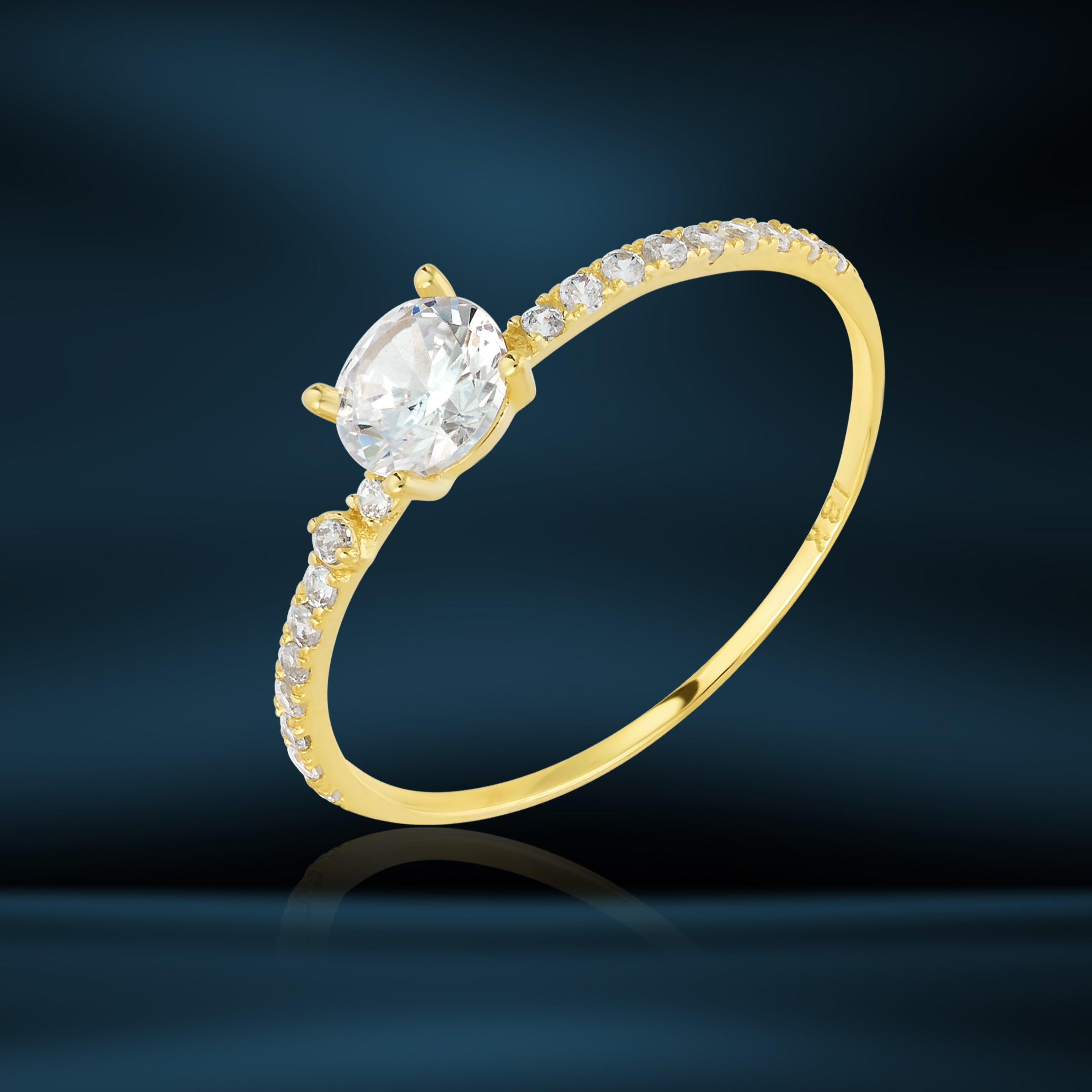 Pure Round 18K Pure Gold Fine Round Stone Ring