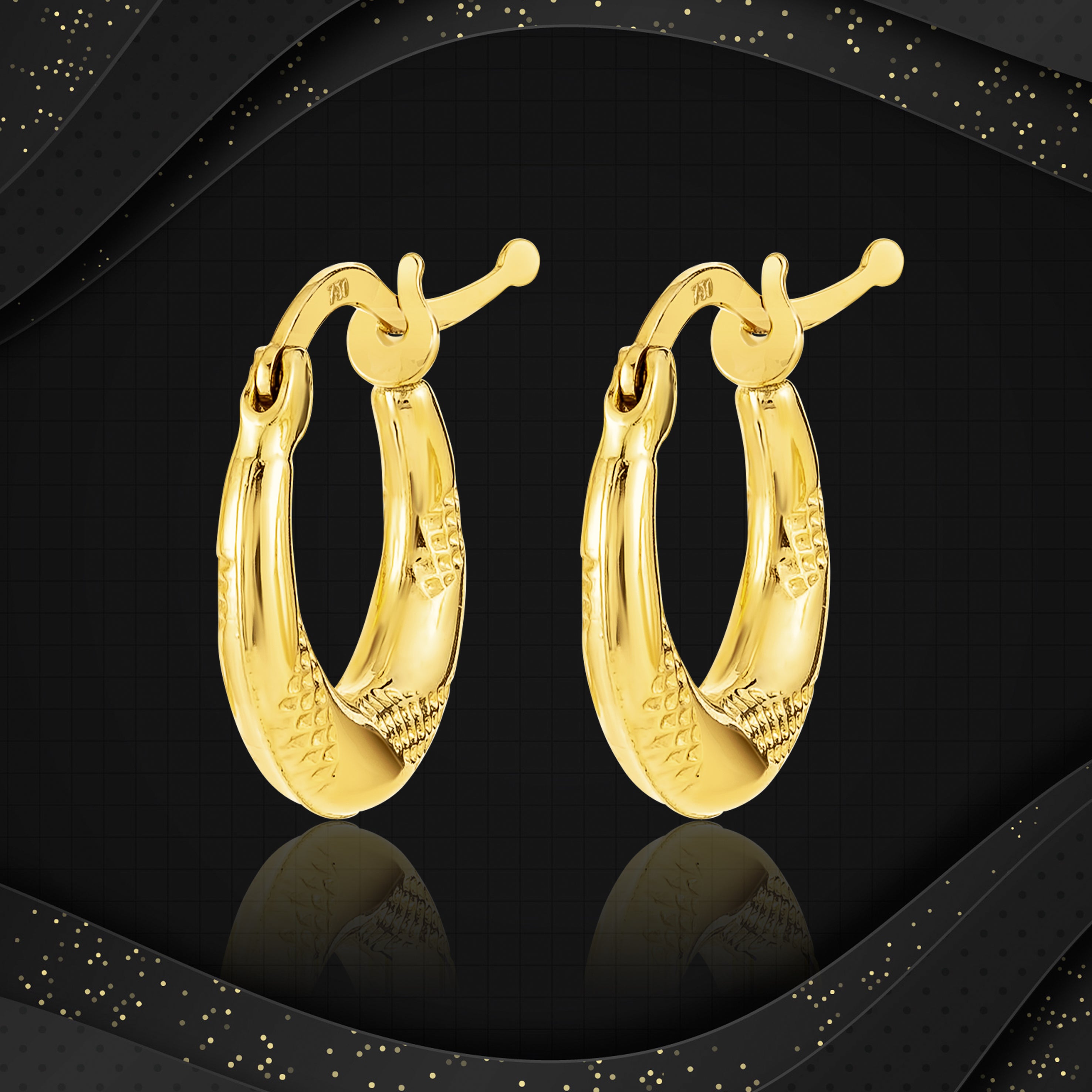 18K Pure Gold Round Loop Earring Set