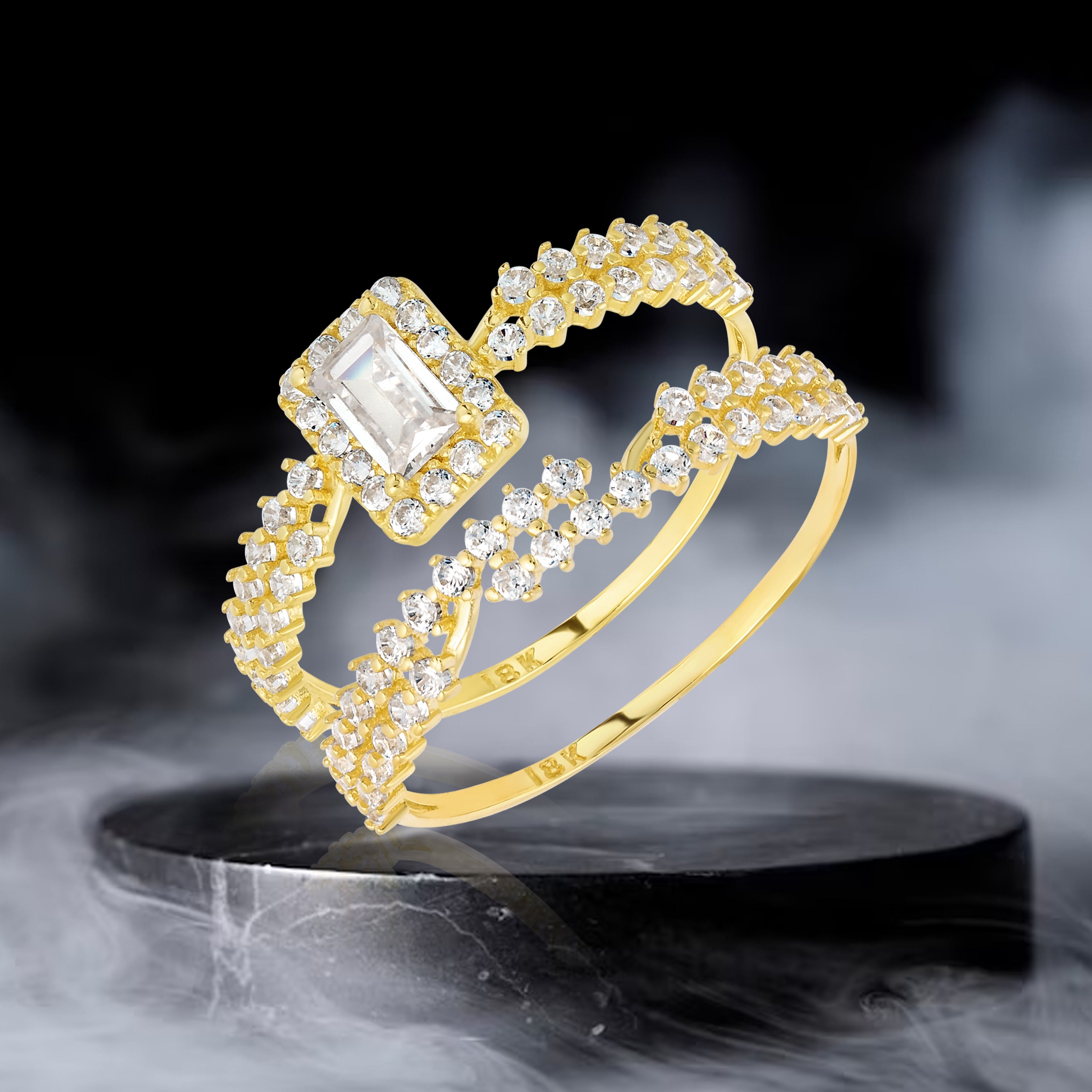 Pure Gold Latest Rings 18K Pure Gold Stone Couple Rings